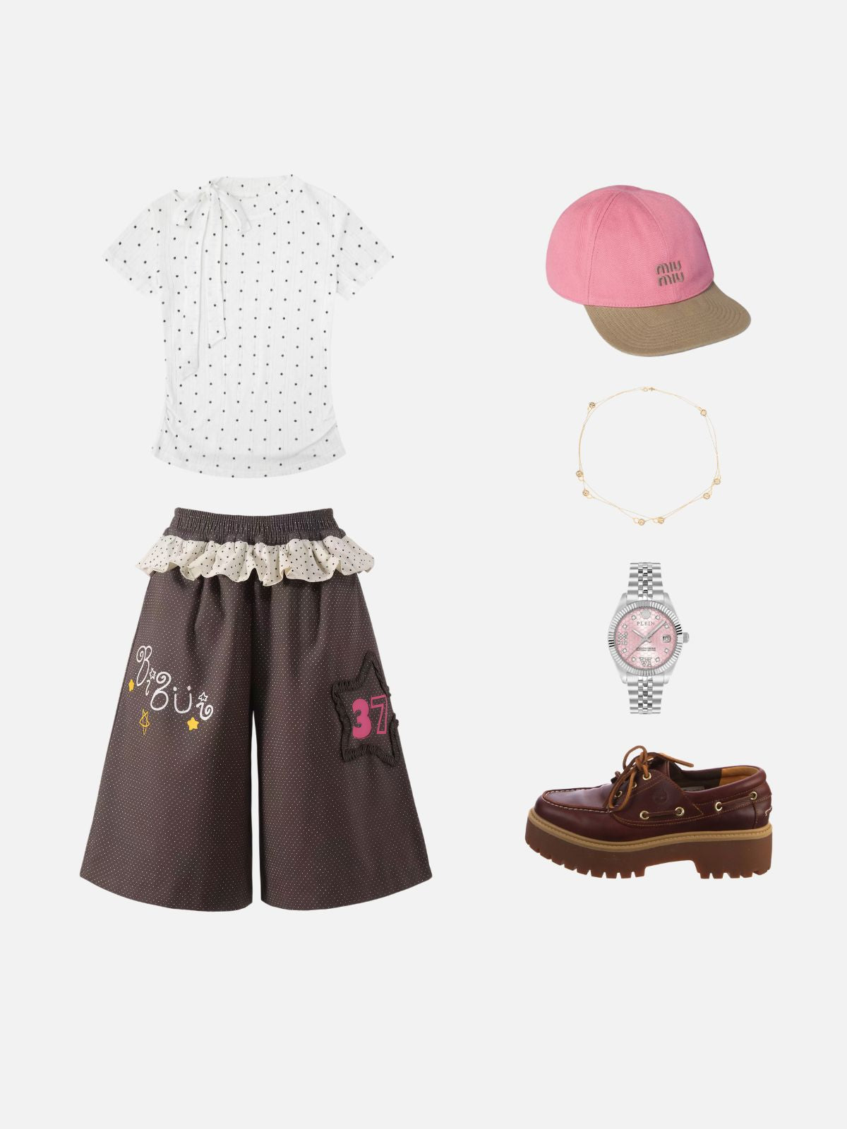 Haaura Polka Dot Cartoon Baggy Shorts