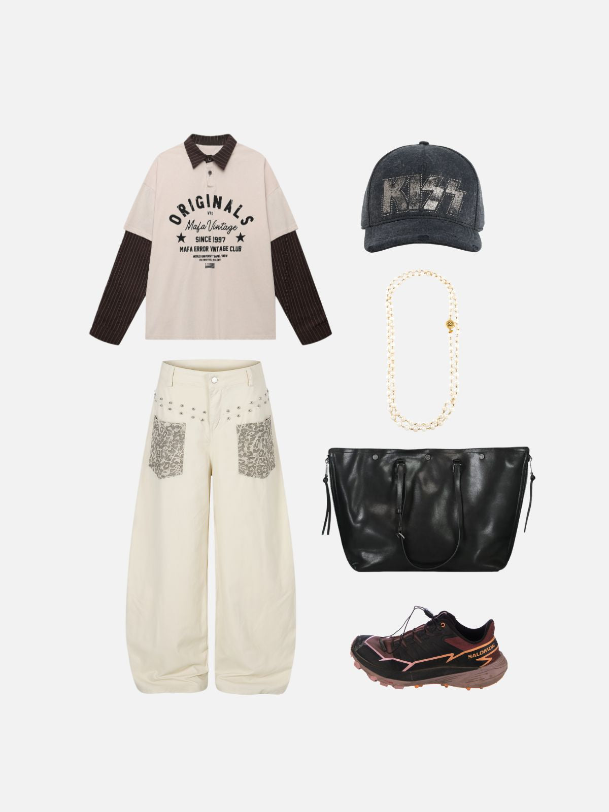 Haaura Leopard Pocket Baggy Barrel Pants