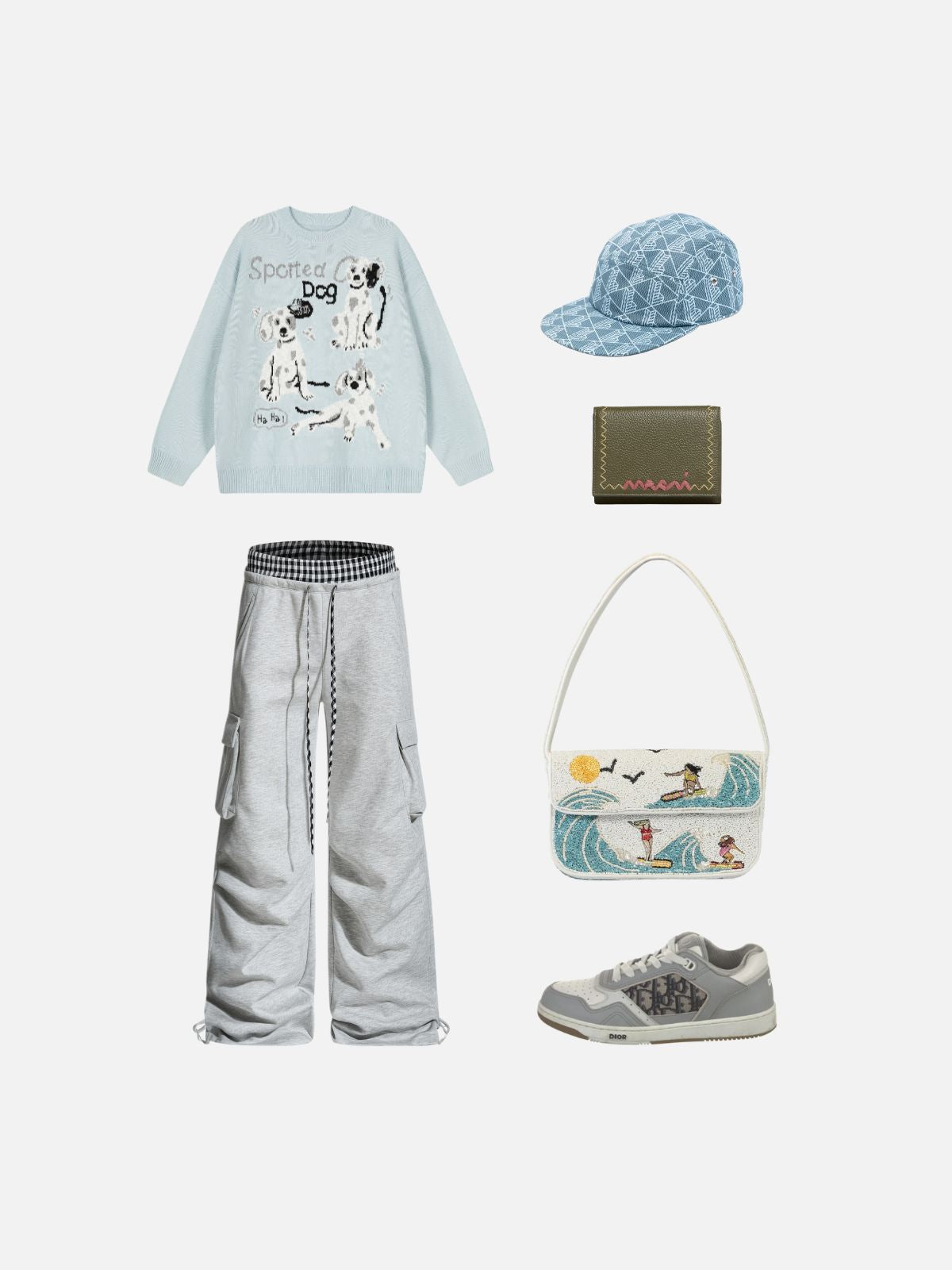 Haaura Checkerboard Waist Sweatpants