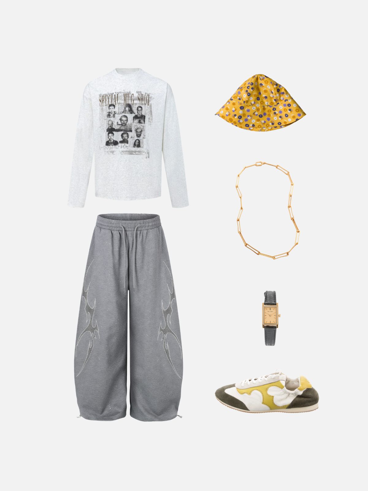 Haaura Rhinestone Thorn Baggy Barrel Sweatpants