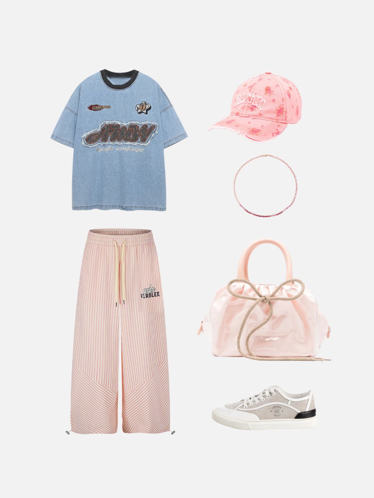 Haaura Striped Asymmetric Patchwork Pants