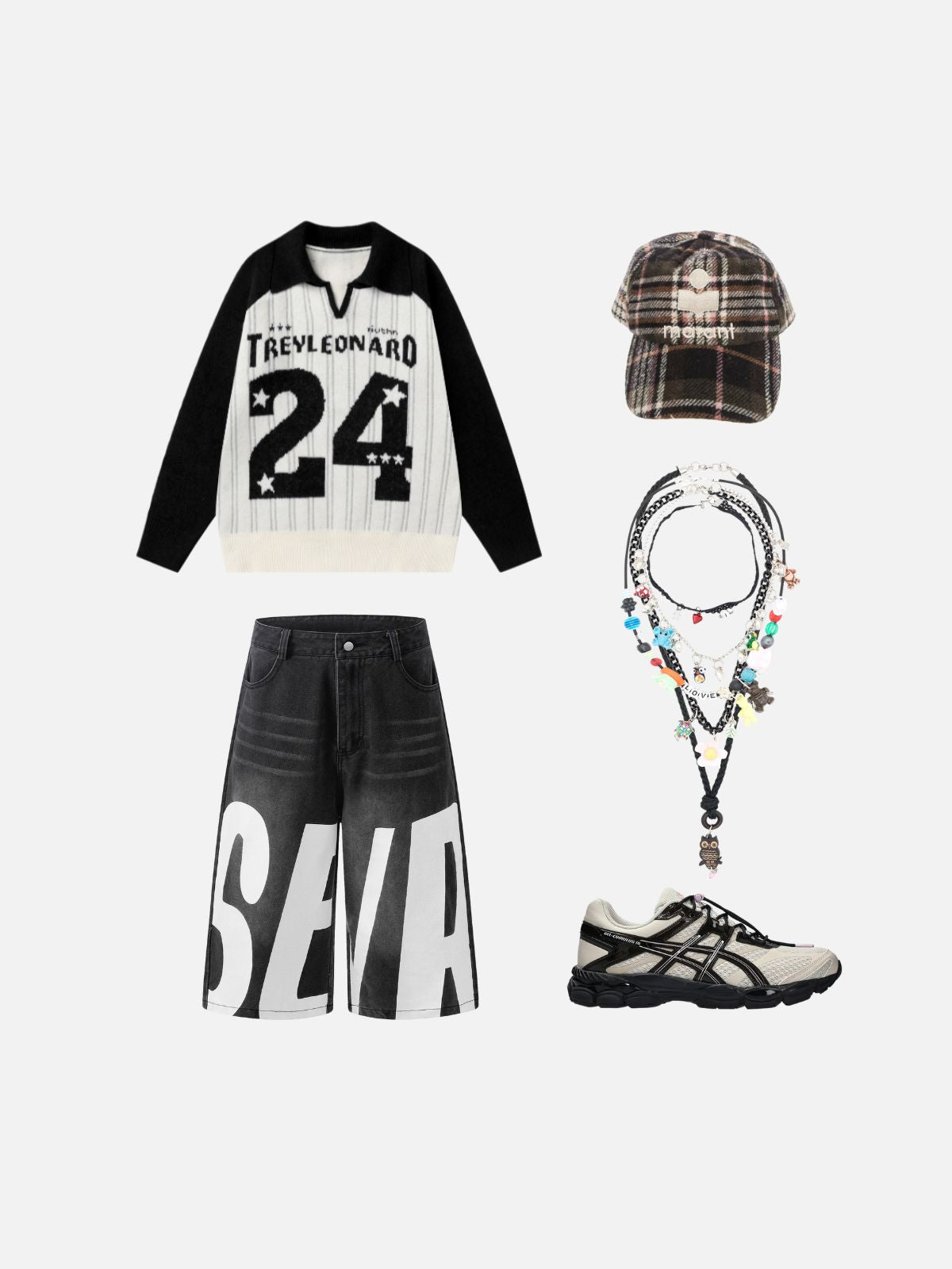 Haaura Vintage Washed Graphic Letter Jorts