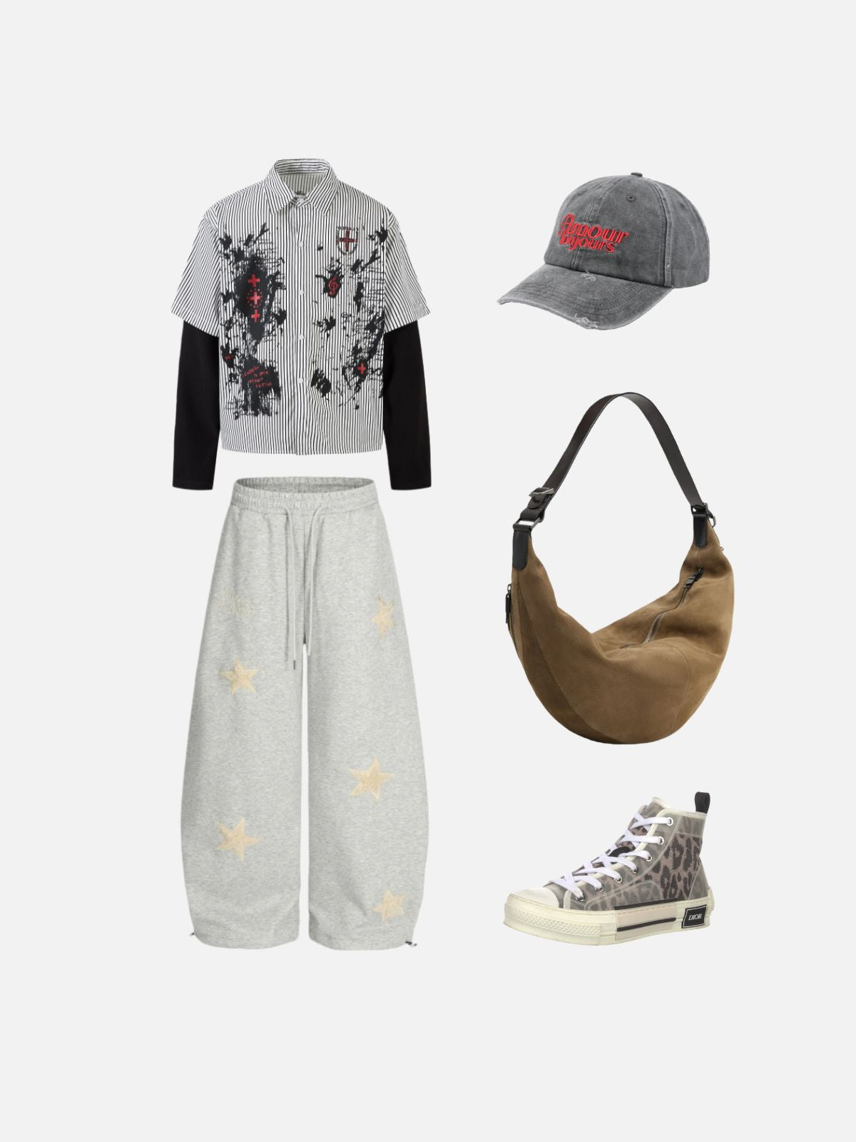 Haaura Star Applique Baggy Barrel Sweatpants
