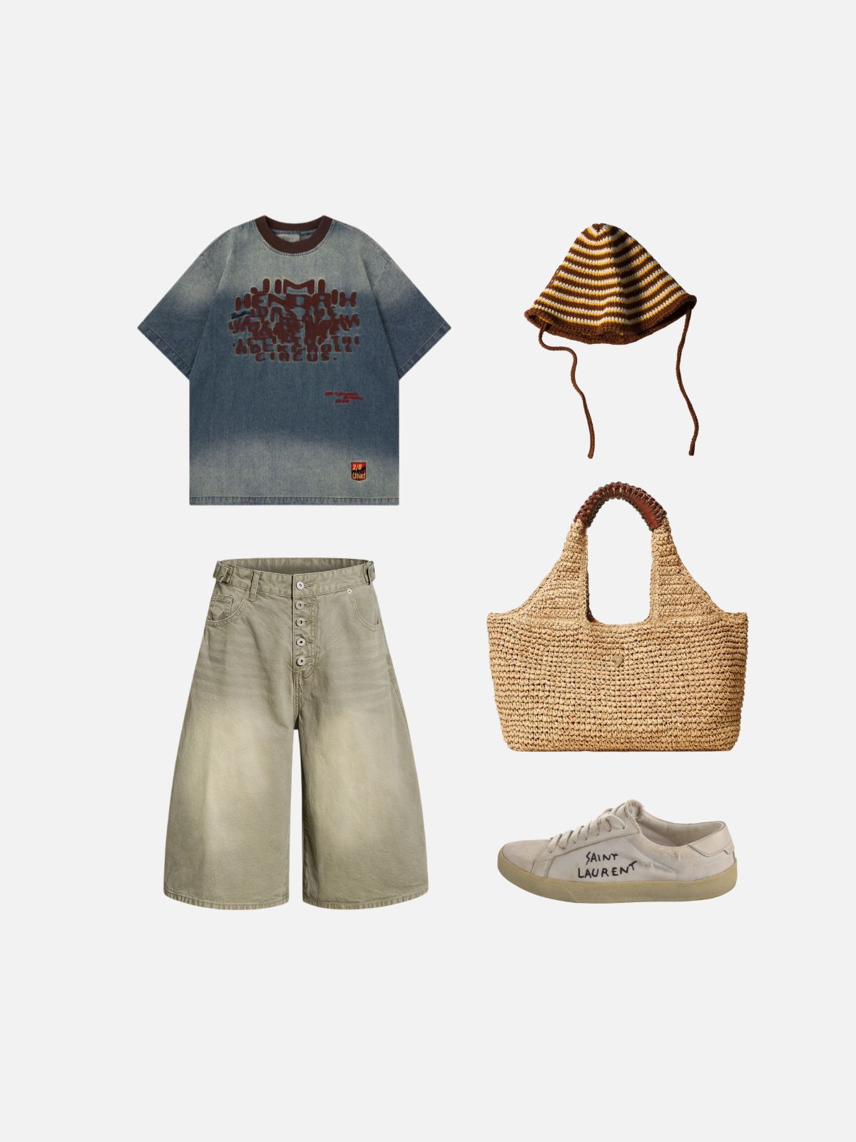 Haaura Baggy Vintage Washed Button Jorts