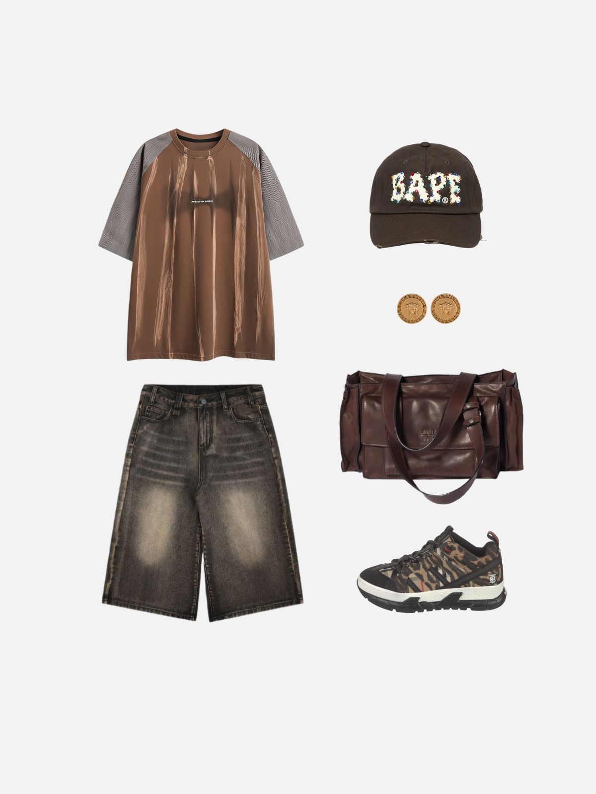 Haaura Vintage Washed Raglan Patchwork Tee