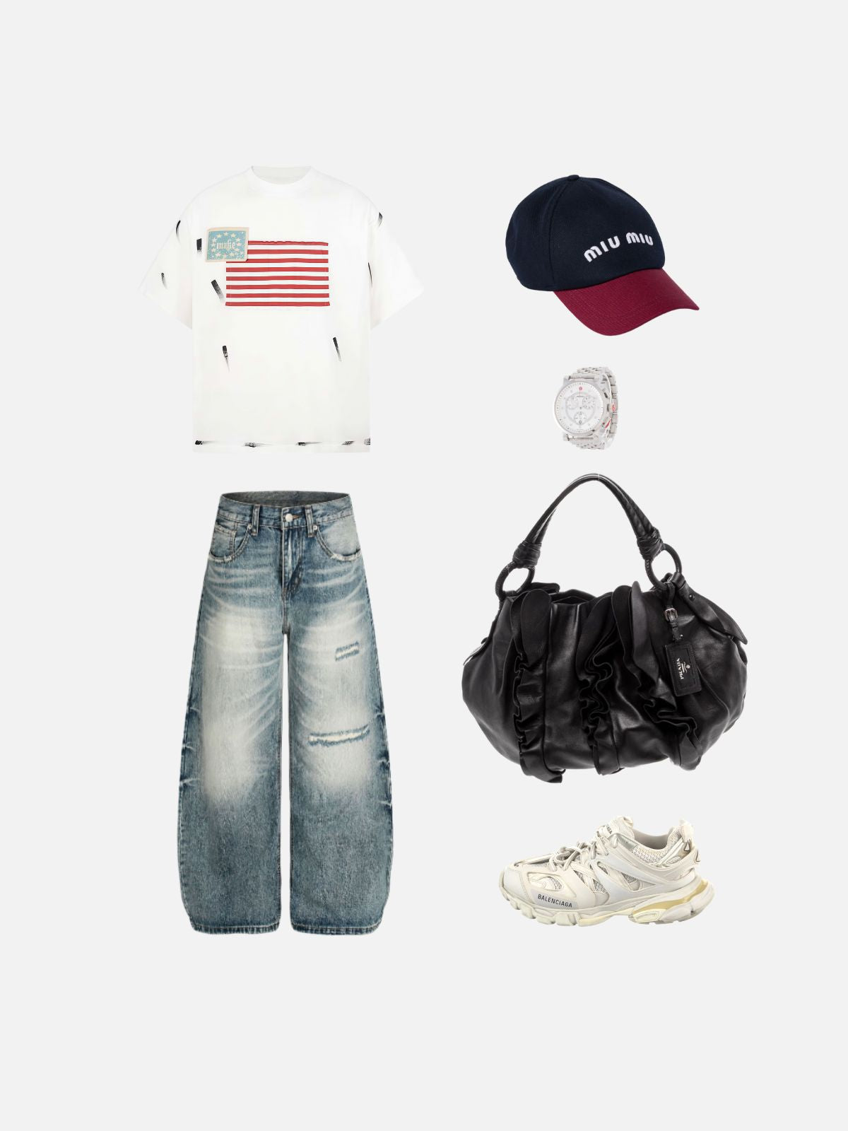 Haaura Distressed American Flag Tee