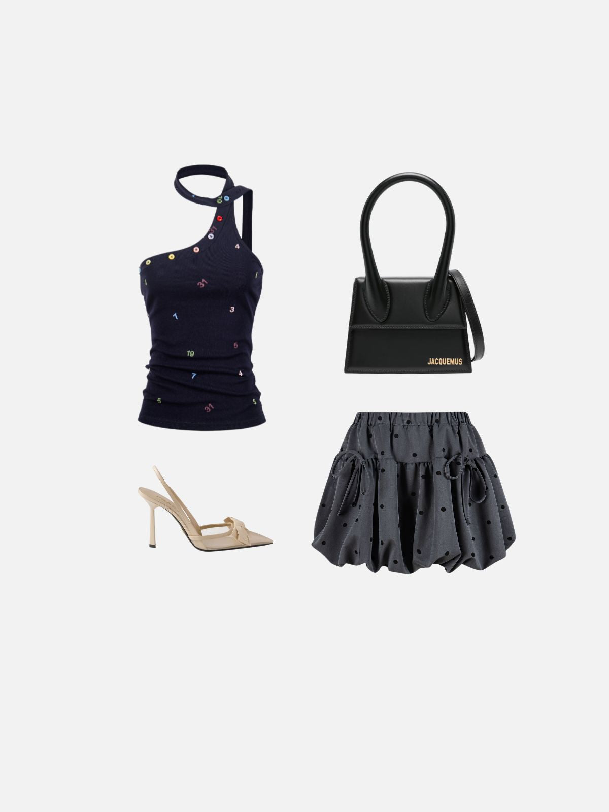 Haaura High-Waisted Tiered Polka Dot Mini Skirt