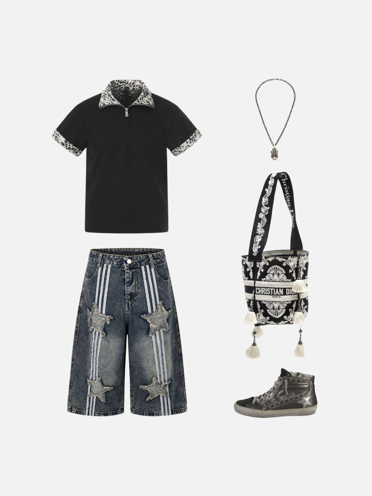 Haaura Baggy Vintage Washed Star Patch Jorts