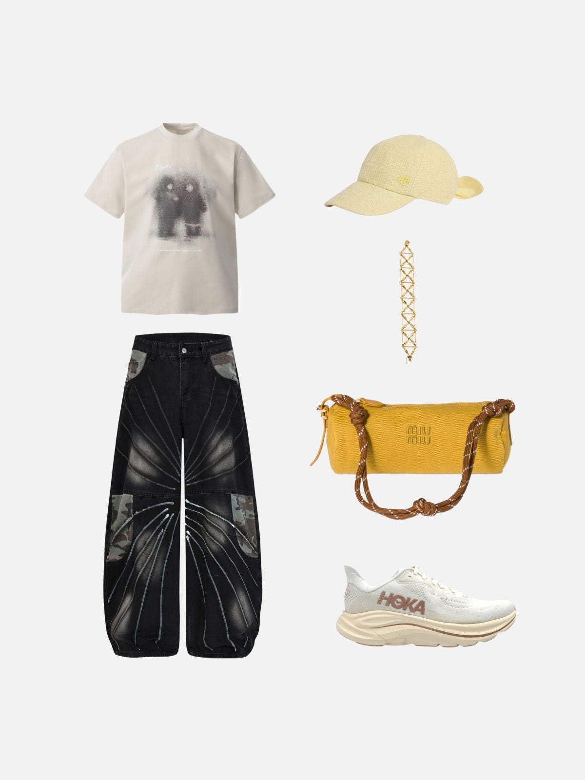 Haaura Baggy Camo Patchwork Jeans