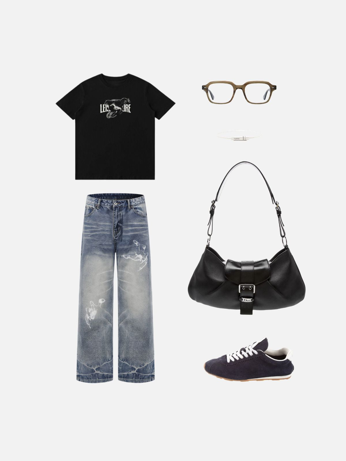 Haaura Washed Print Jeans