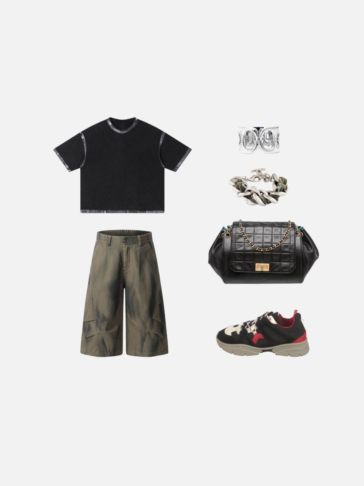 Haaura Washed Panel Longline Shorts