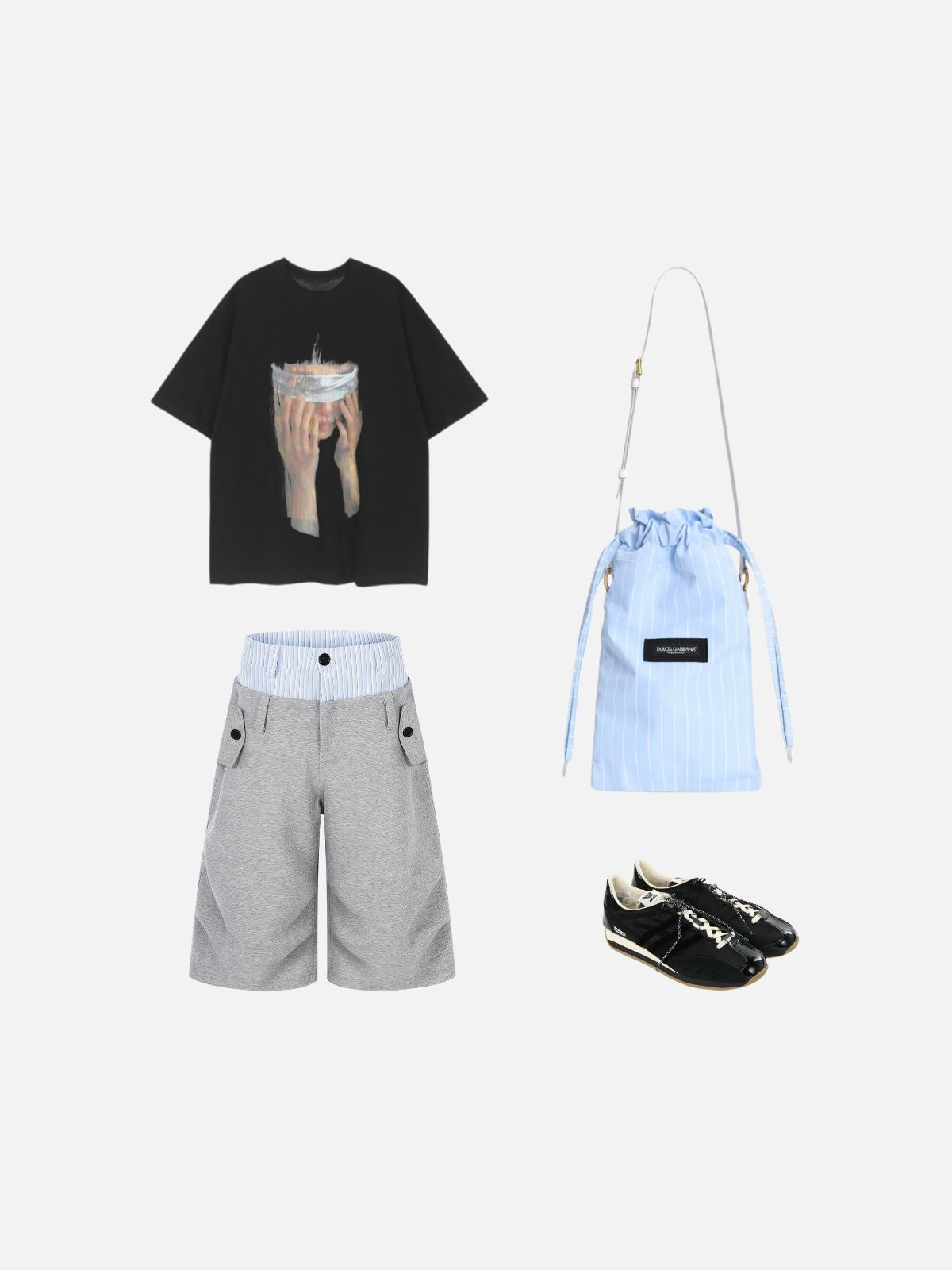 Haaura Striped Waistband Longline Shorts