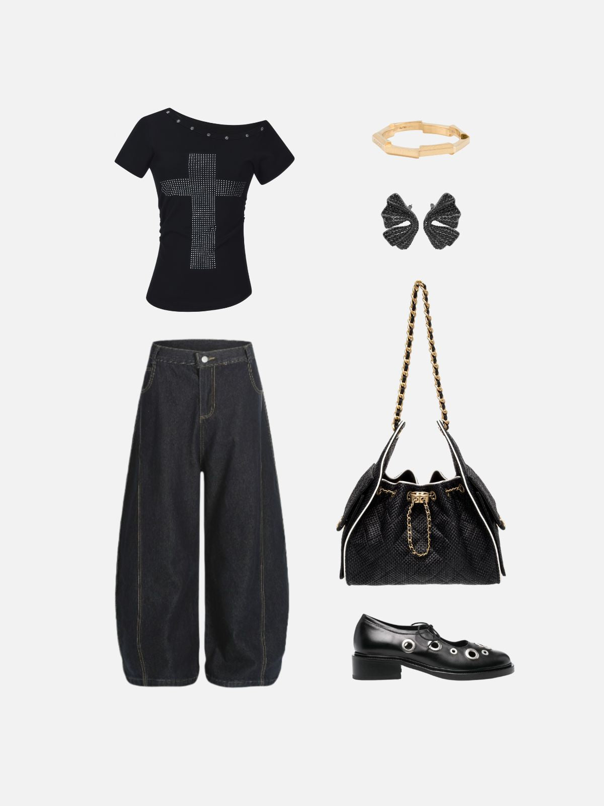 Haaura Rhinestone Off-The-Shoulder Tee
