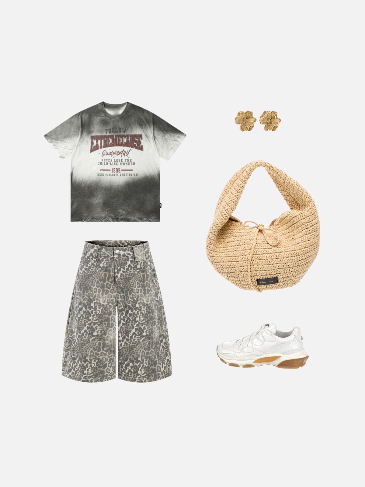 Haaura Leopard Print Longline Jorts