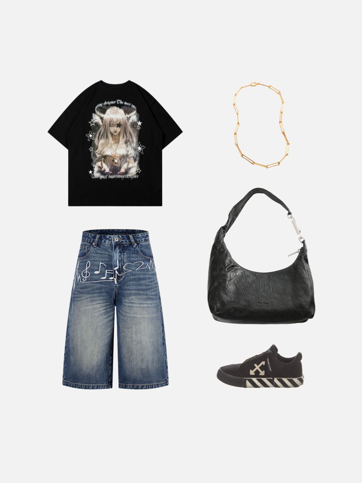 Haaura Embroidery Washed Longline Jorts