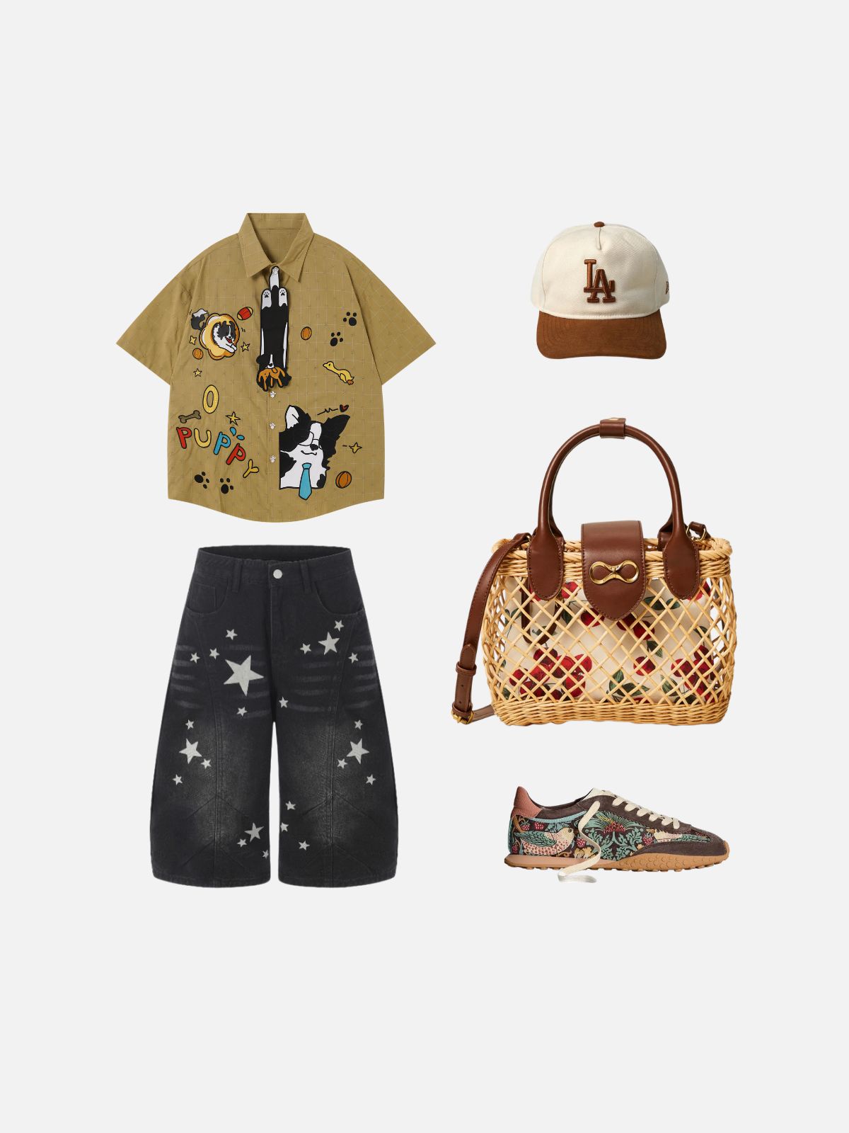 Haaura Boxy Grid Puppy Shirt