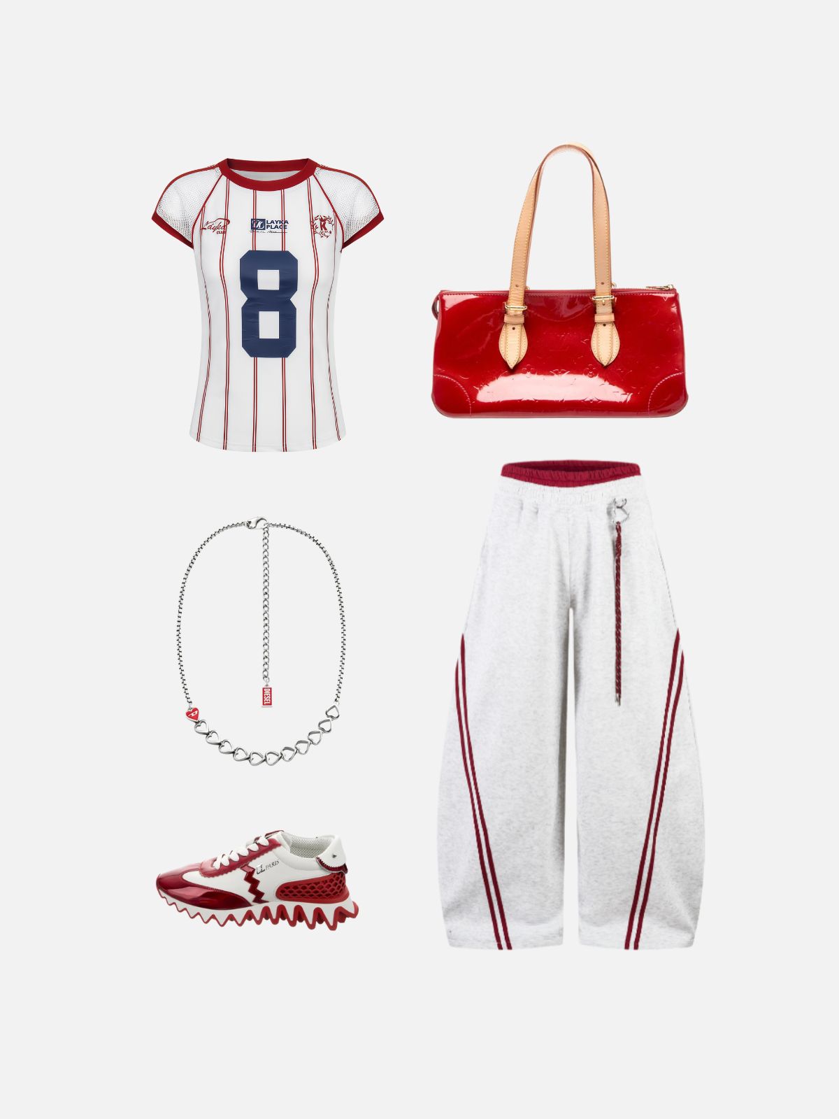 Haaura Fitted Pinstripe Mesh Sleeve Number 8 Tee