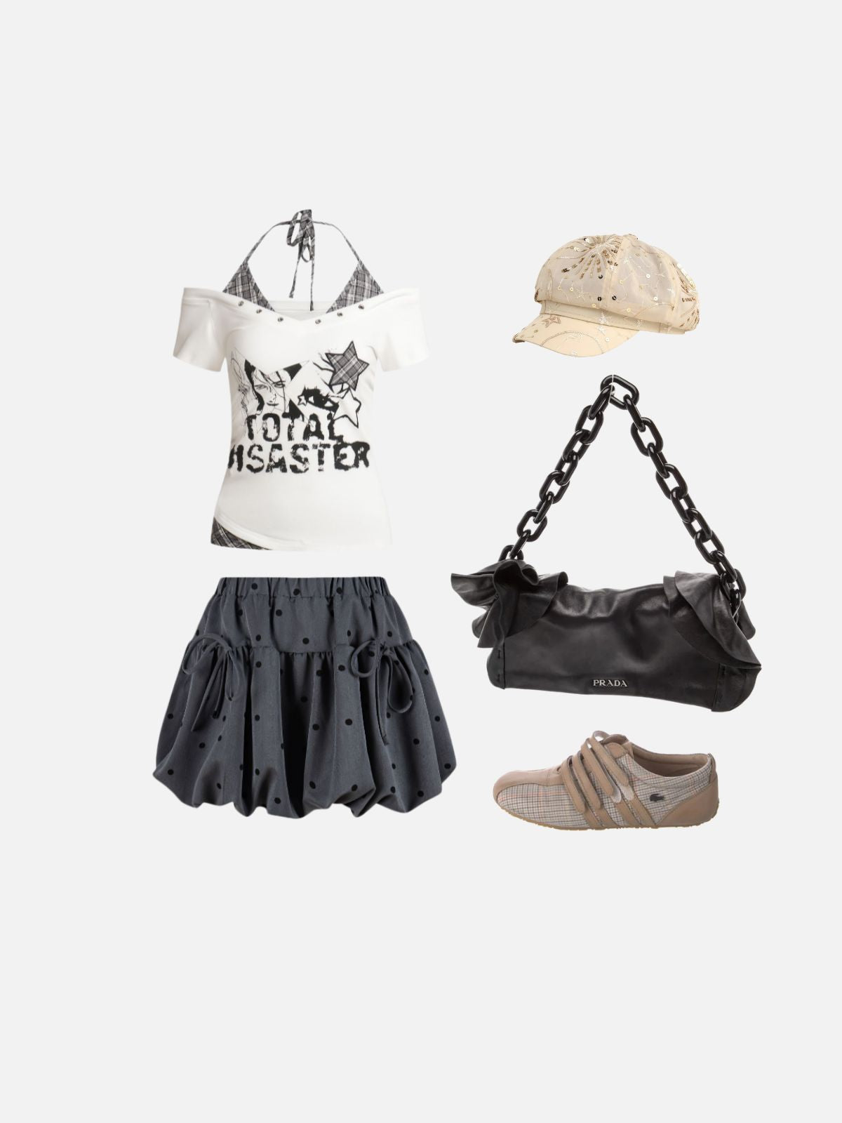 Sheer Overlay Star Embroidered Sequin Cap