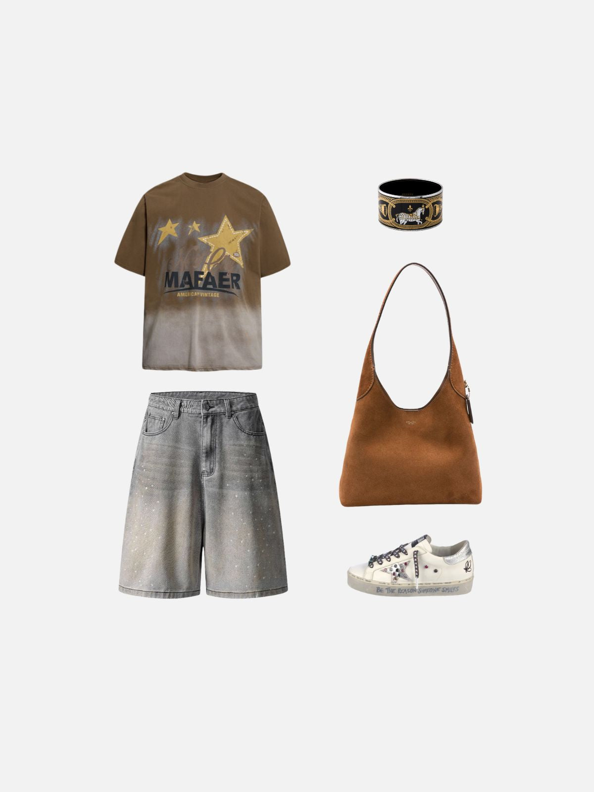 Haaura Paint Splatter Washed Baggy Jorts
