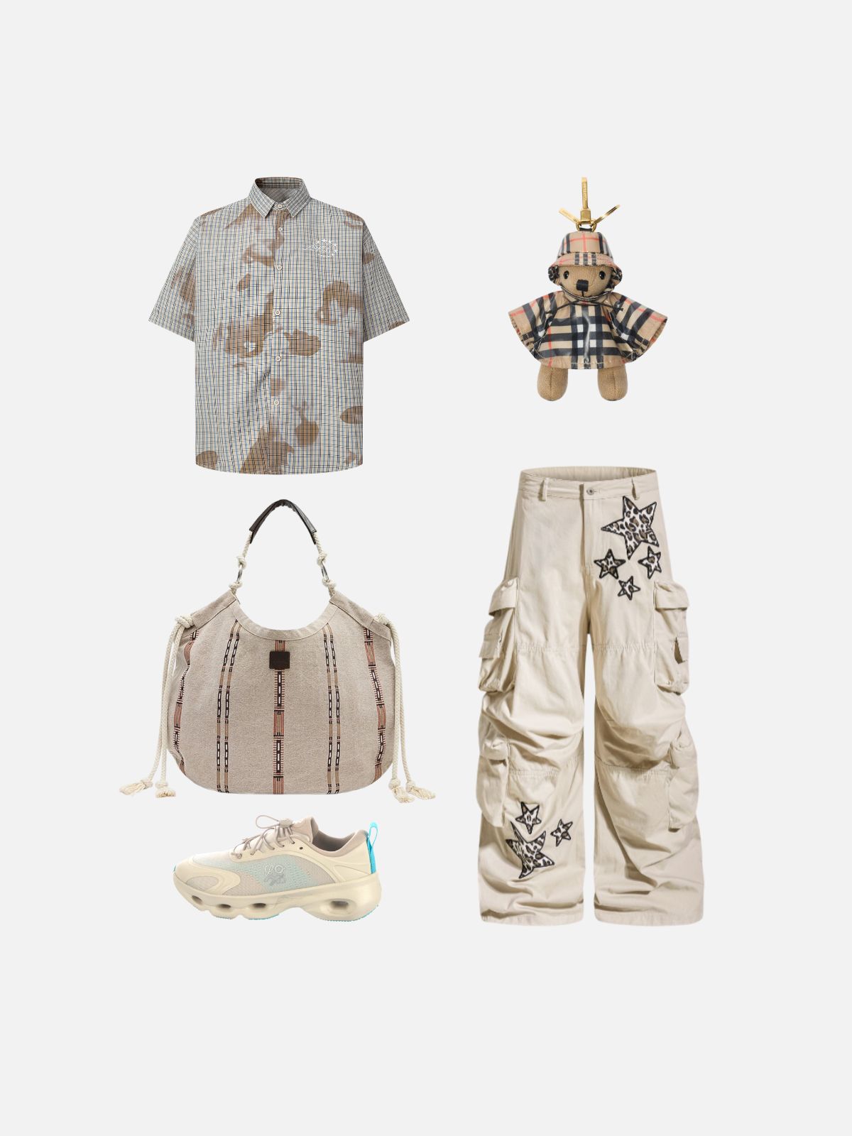 Haaura Boxy Gingham Abstract Smudge Shirt