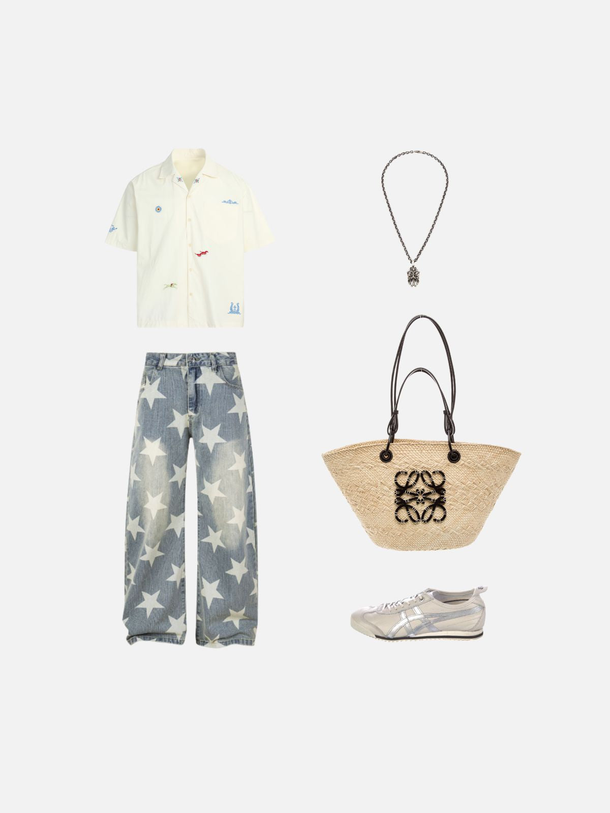 Haaura Boxy Scattered Embroidered Motif Shirt
