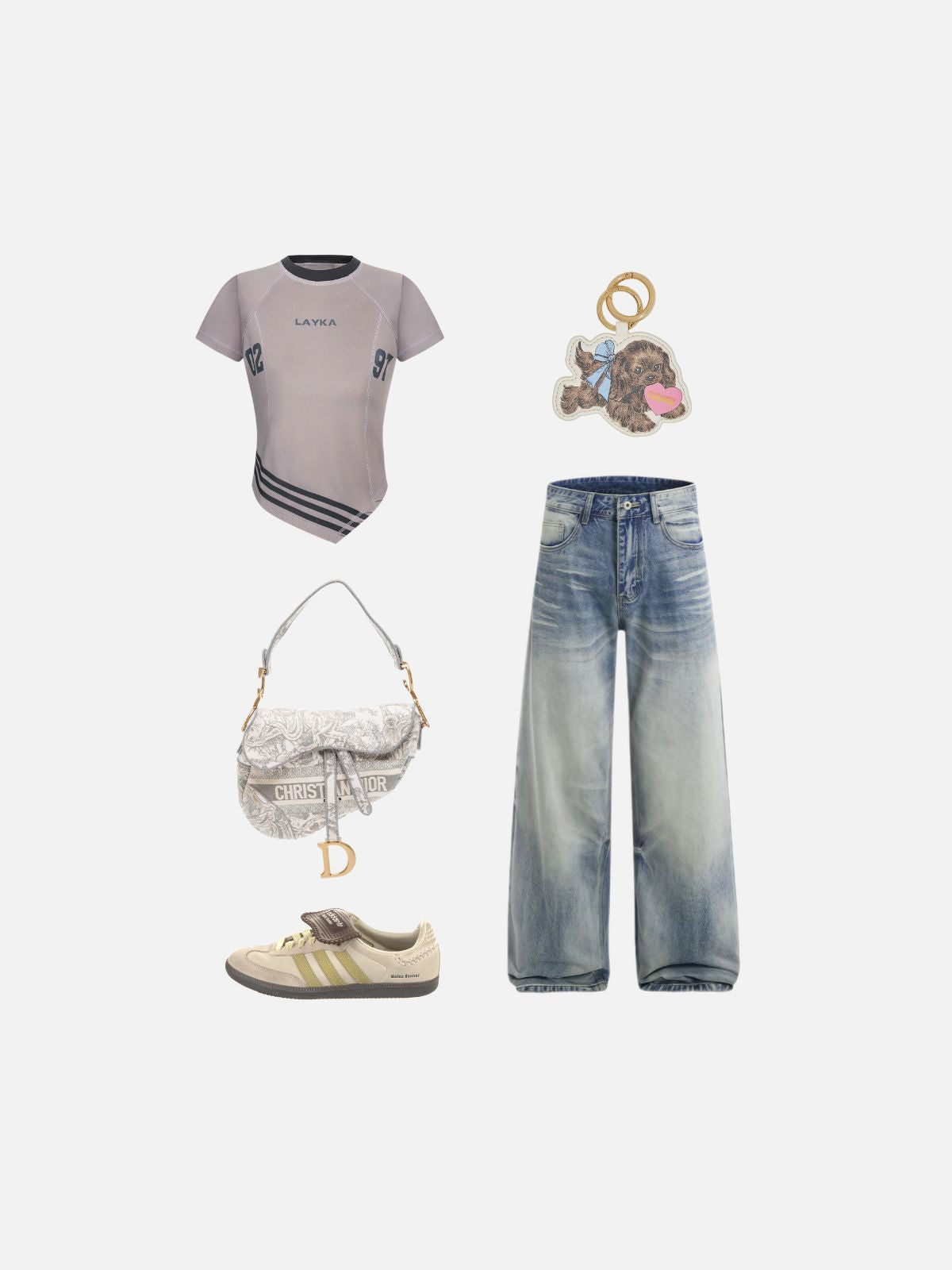 Haaura Number Graphic Asymmetrical Stripe Tee