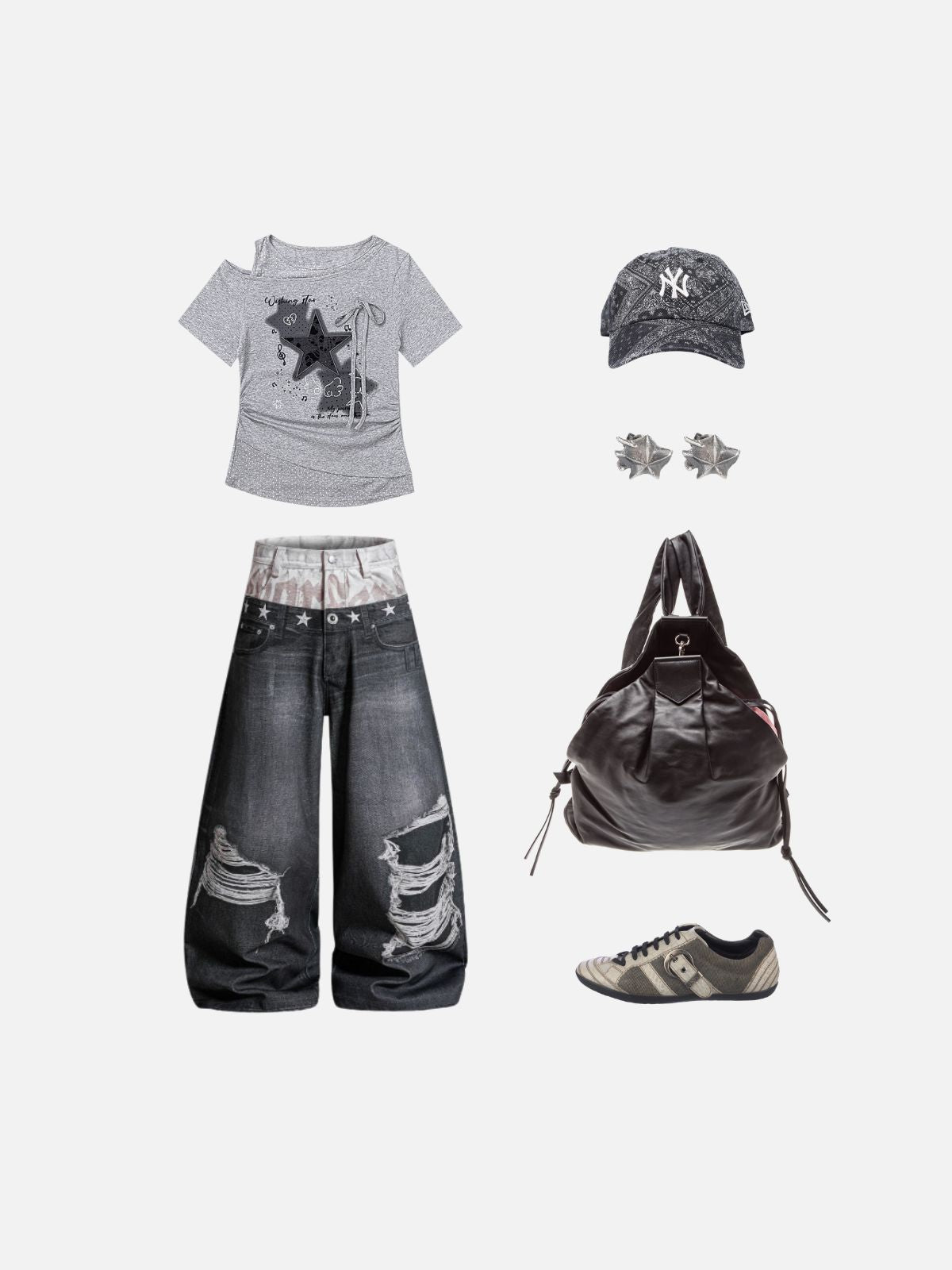 Haaura Star Graphic Off-Shoulder Tee