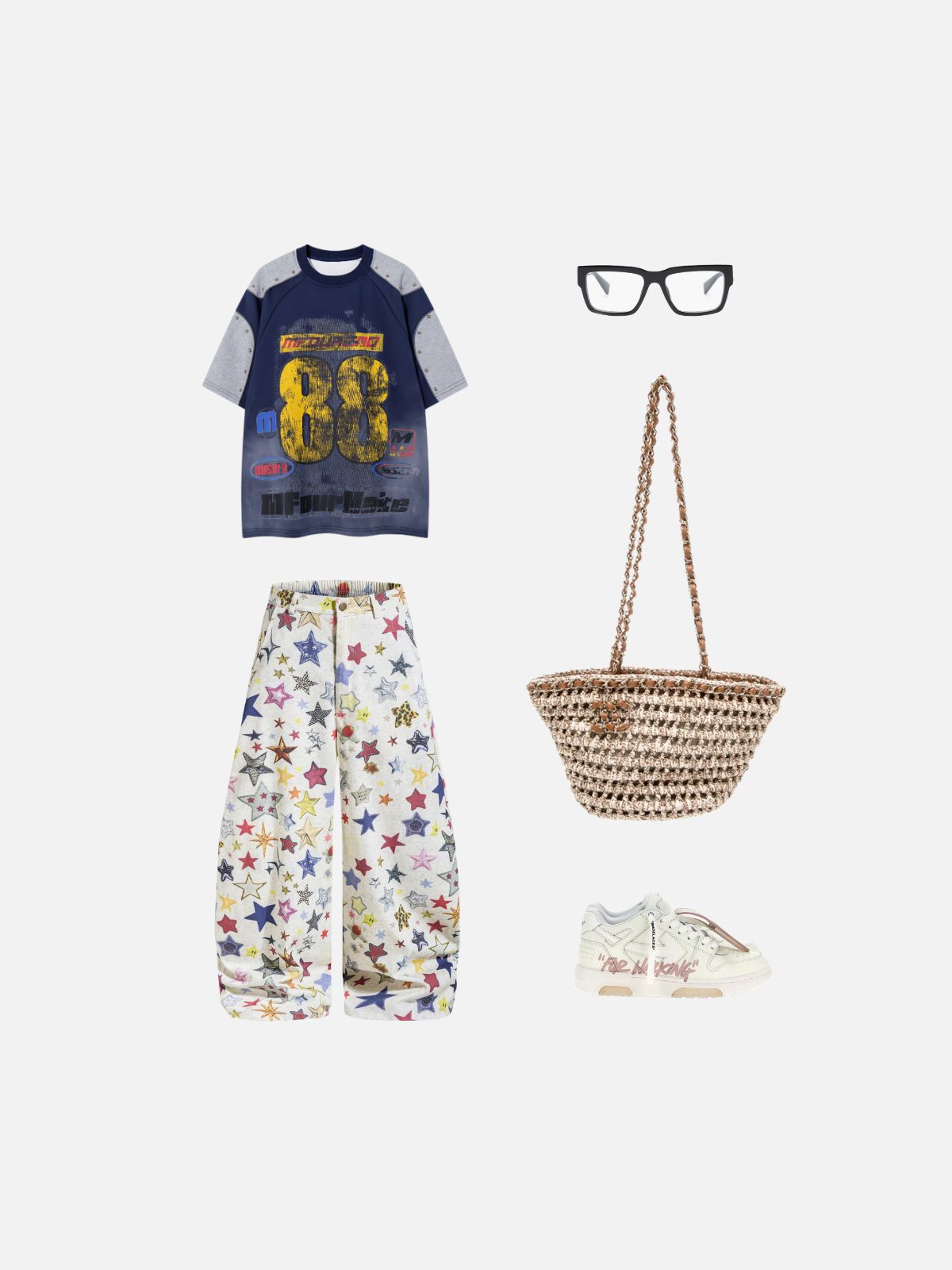 Haaura Allover Star Graphic Baggy Pants