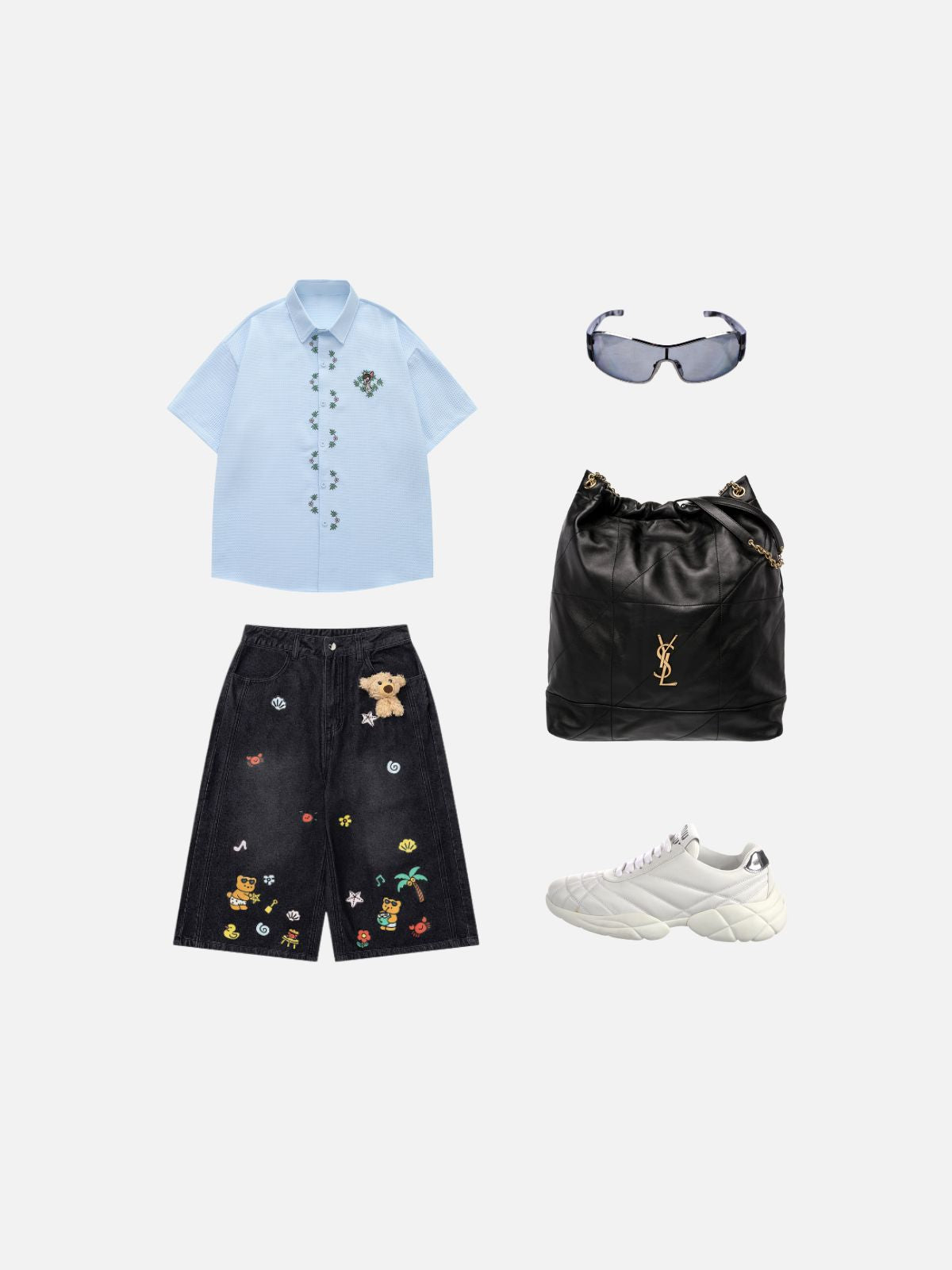 Haaura Floral Embroidered Short Sleeve Shirt
