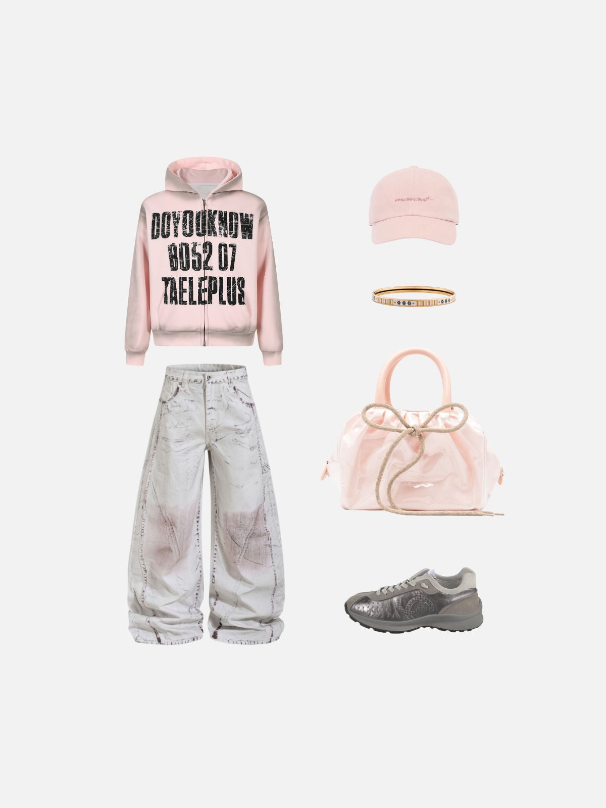 Haaura Distressed Slogan Zip Up Hoodie