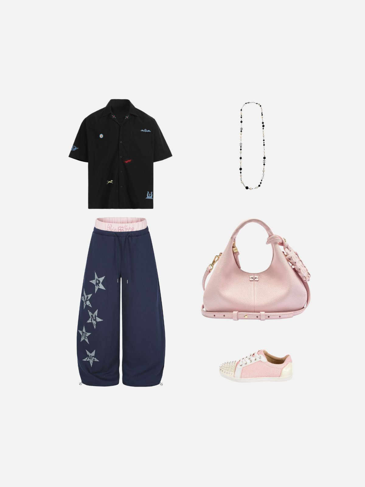 Haaura Contrast Waist Star Graphic Sweatpants