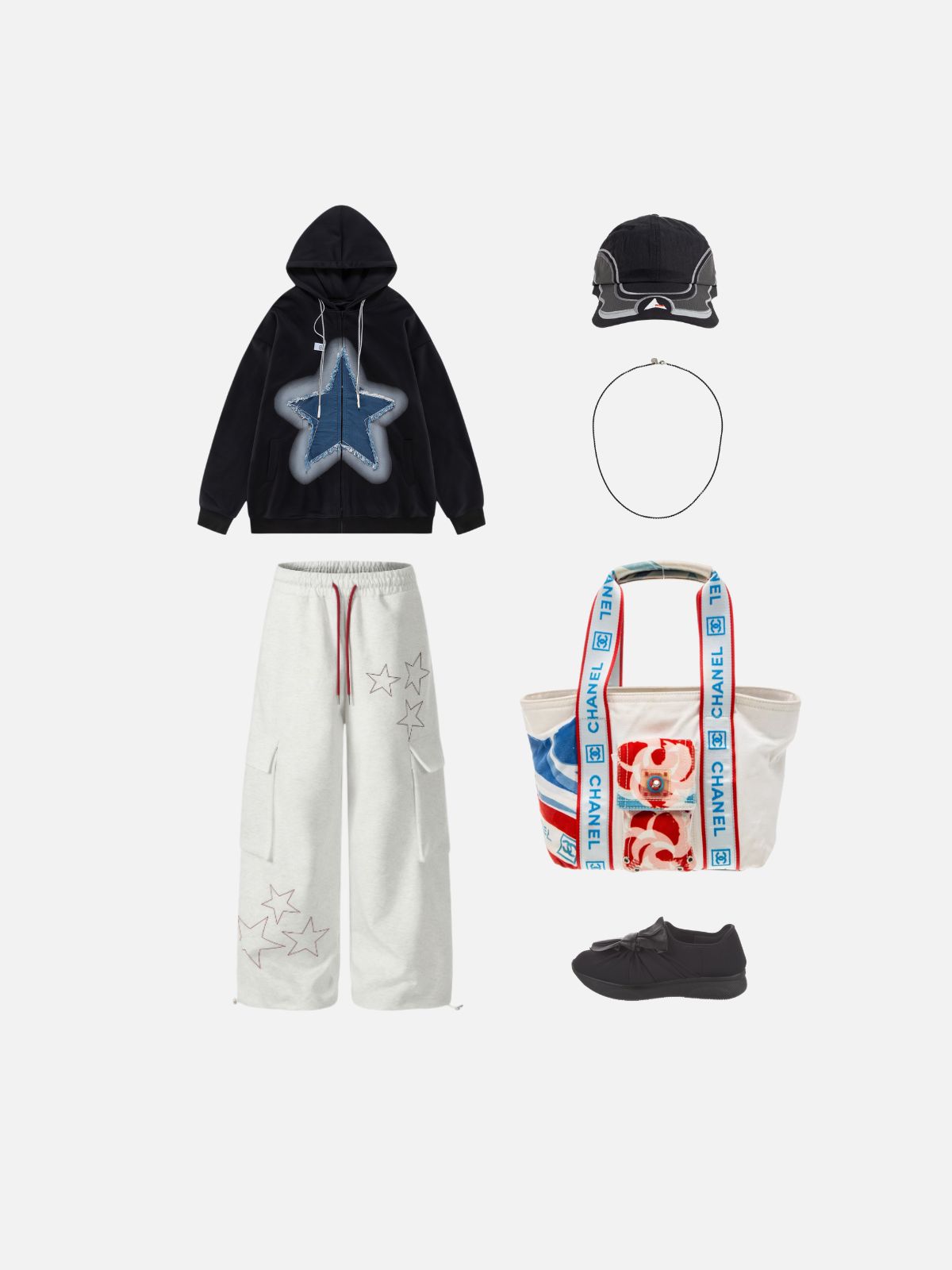 Haaura Frayed Star Zip Up Hoodie