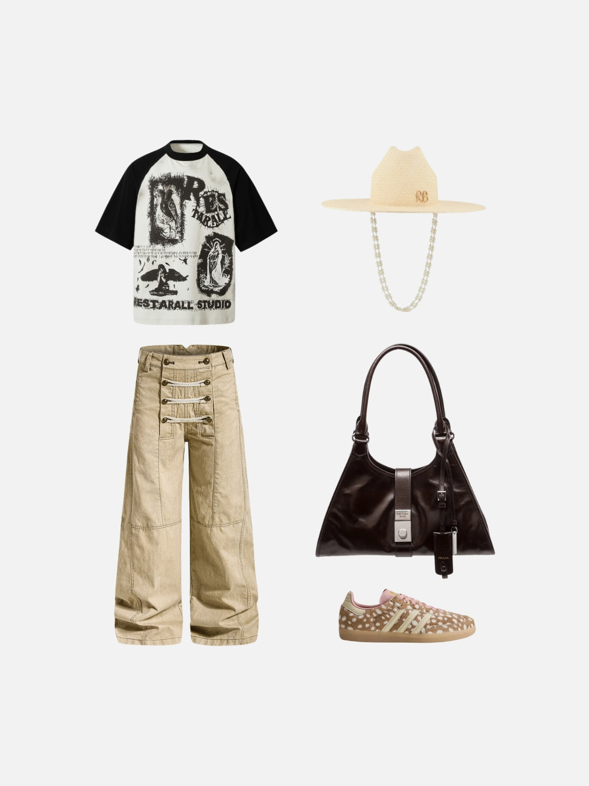 Haaura Rope Lace-Up Baggy Pants