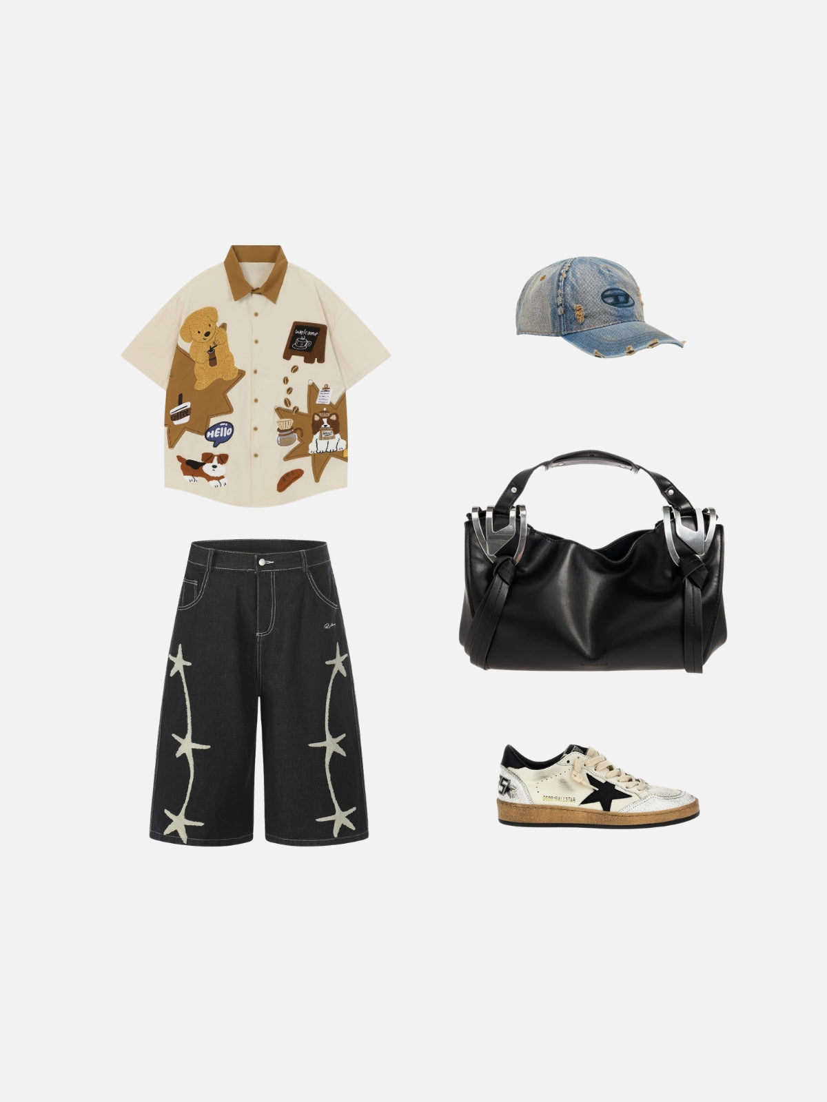 Haaura Fuzzy Star Baggy Jorts