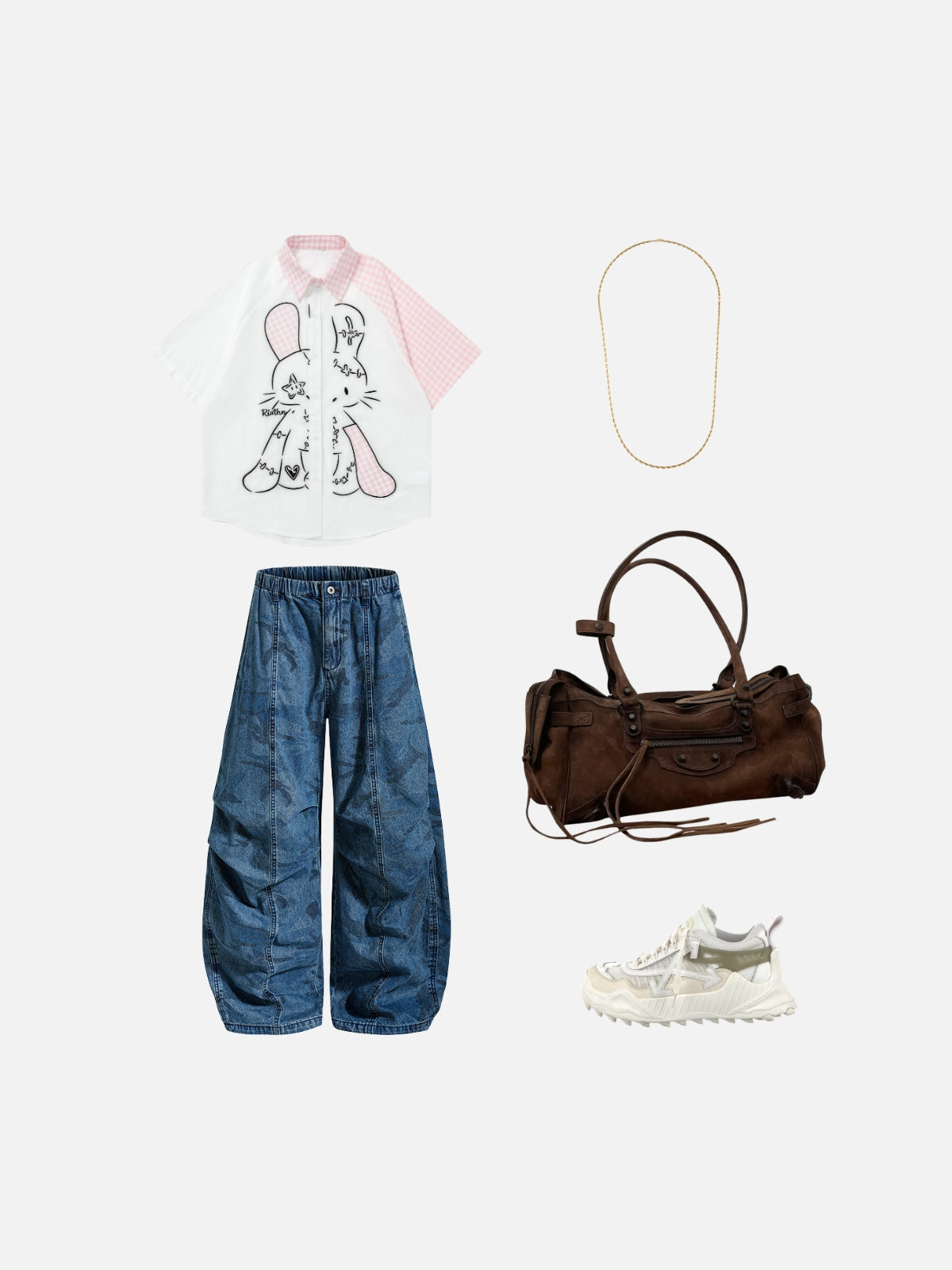 Haaura Camo Washed Baggy Jeans