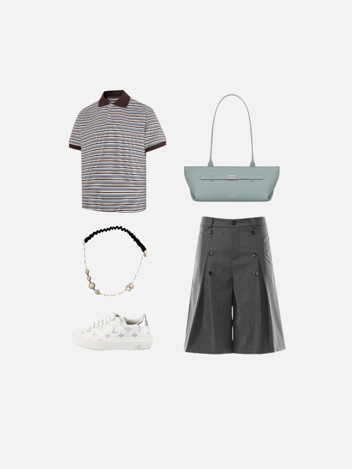 Haaura Striped Contrast Collar Polo Shirt
