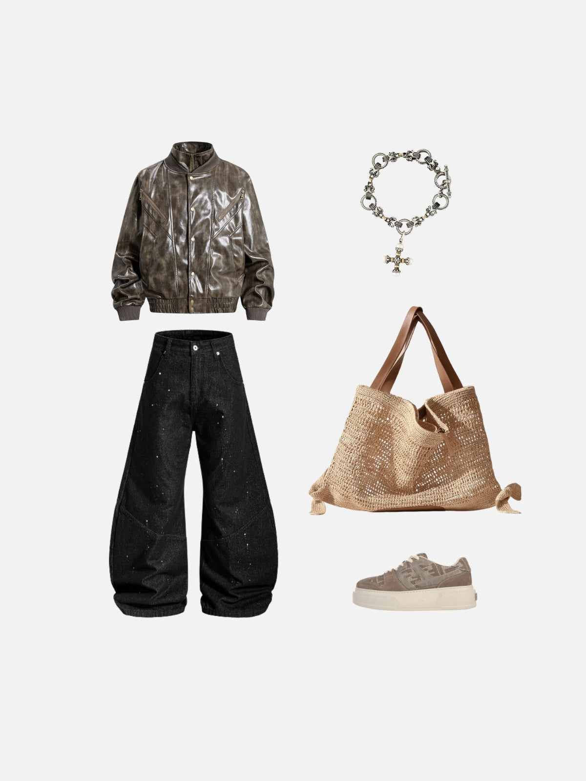 Haaura Distressed Zip Pocket Bomber Jacket