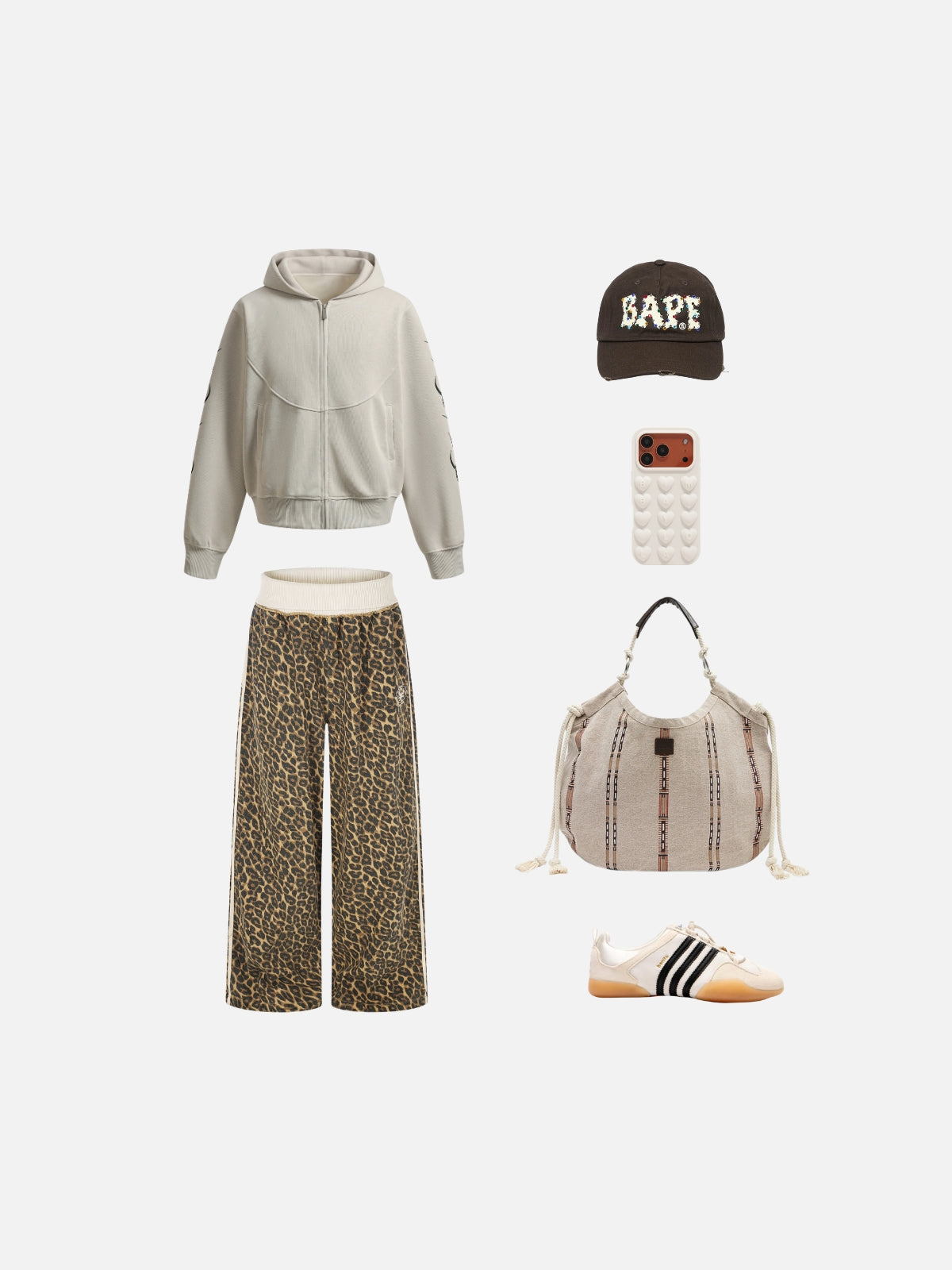 Haaura Contrast Waist Leopard Sweatpants
