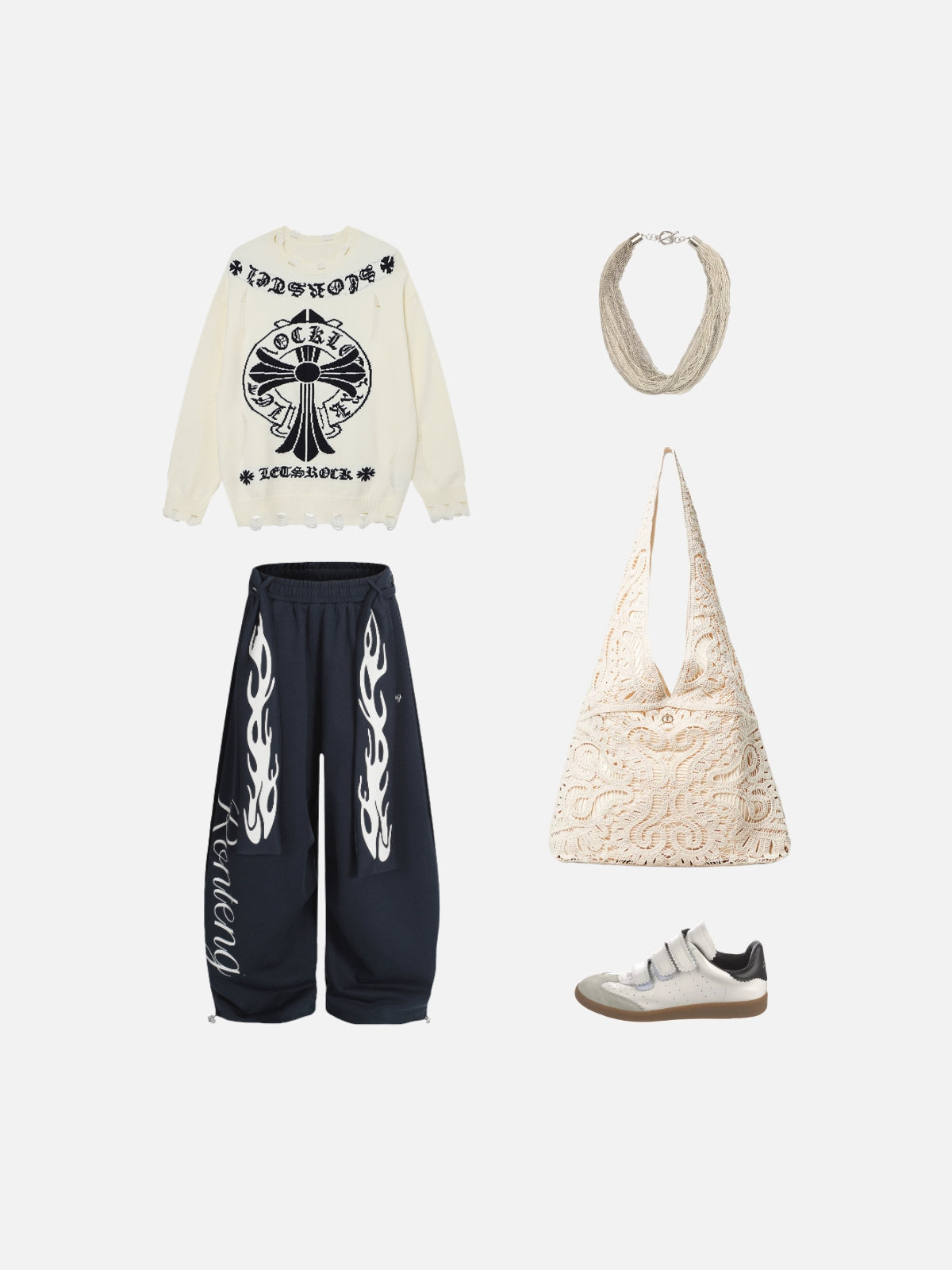 Haaura Distressed Cross Graphic Sweater