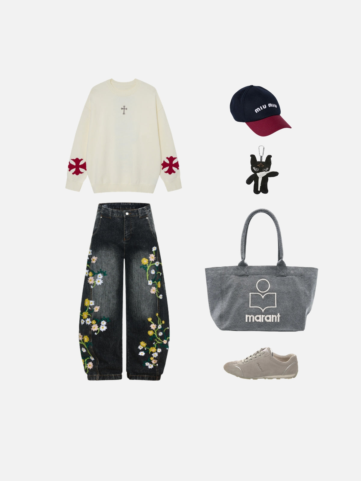 Haaura Sleeve Cross Graphic Sweater