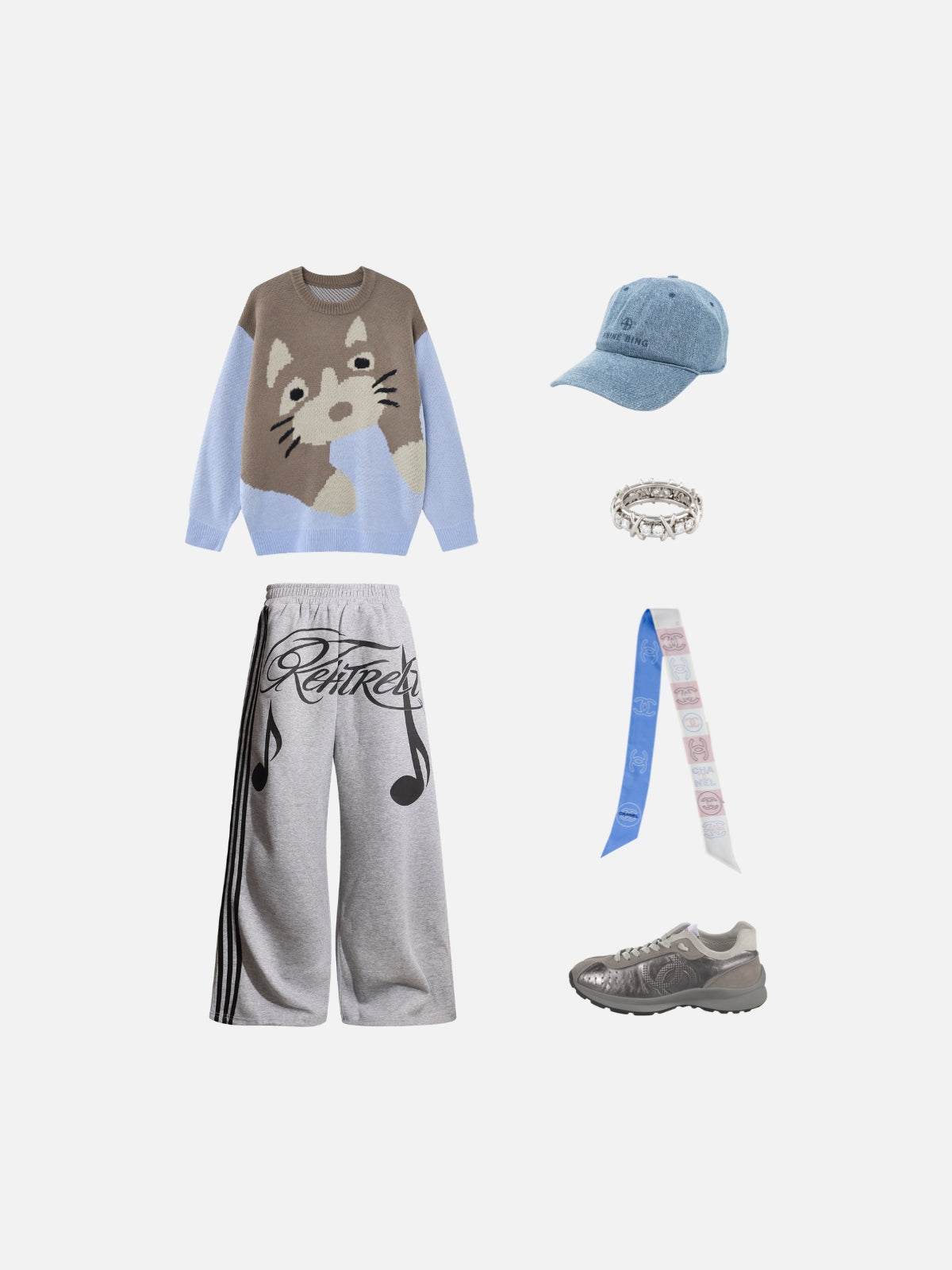 Haaura Side Stripe Music Note Sweatpants