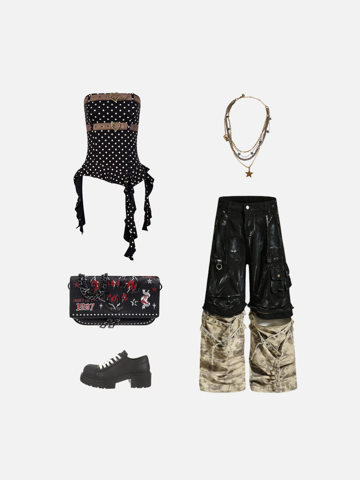 Haaura Belted Polka Dot Tube Top