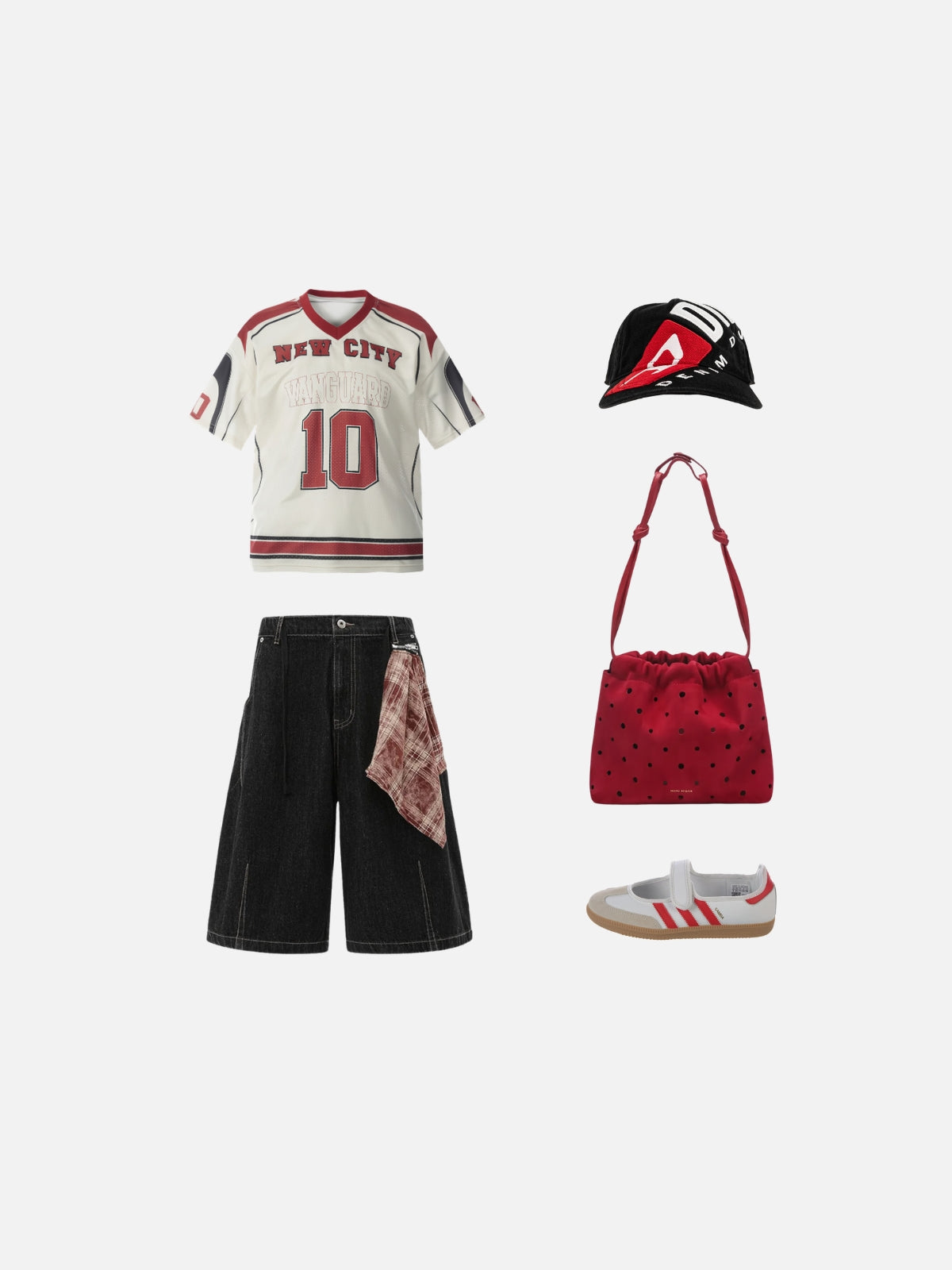 Haaura Detachable Kerchief Baaggy Longline Jorts