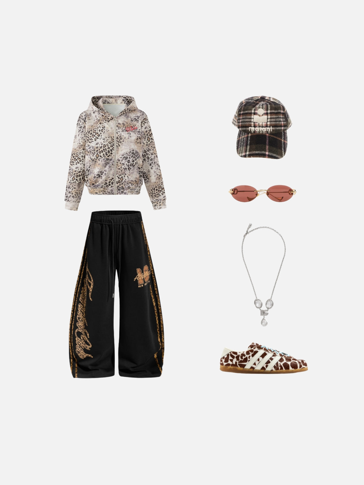Haaura Leopard Graphic Zip Up Hoodie
