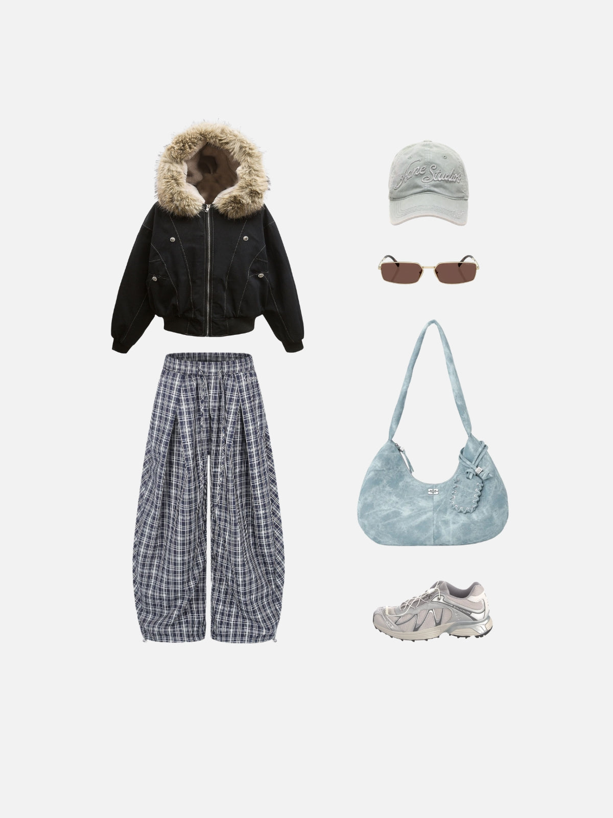Haaura Faux Fur Trim Contrast Stitch Jacket