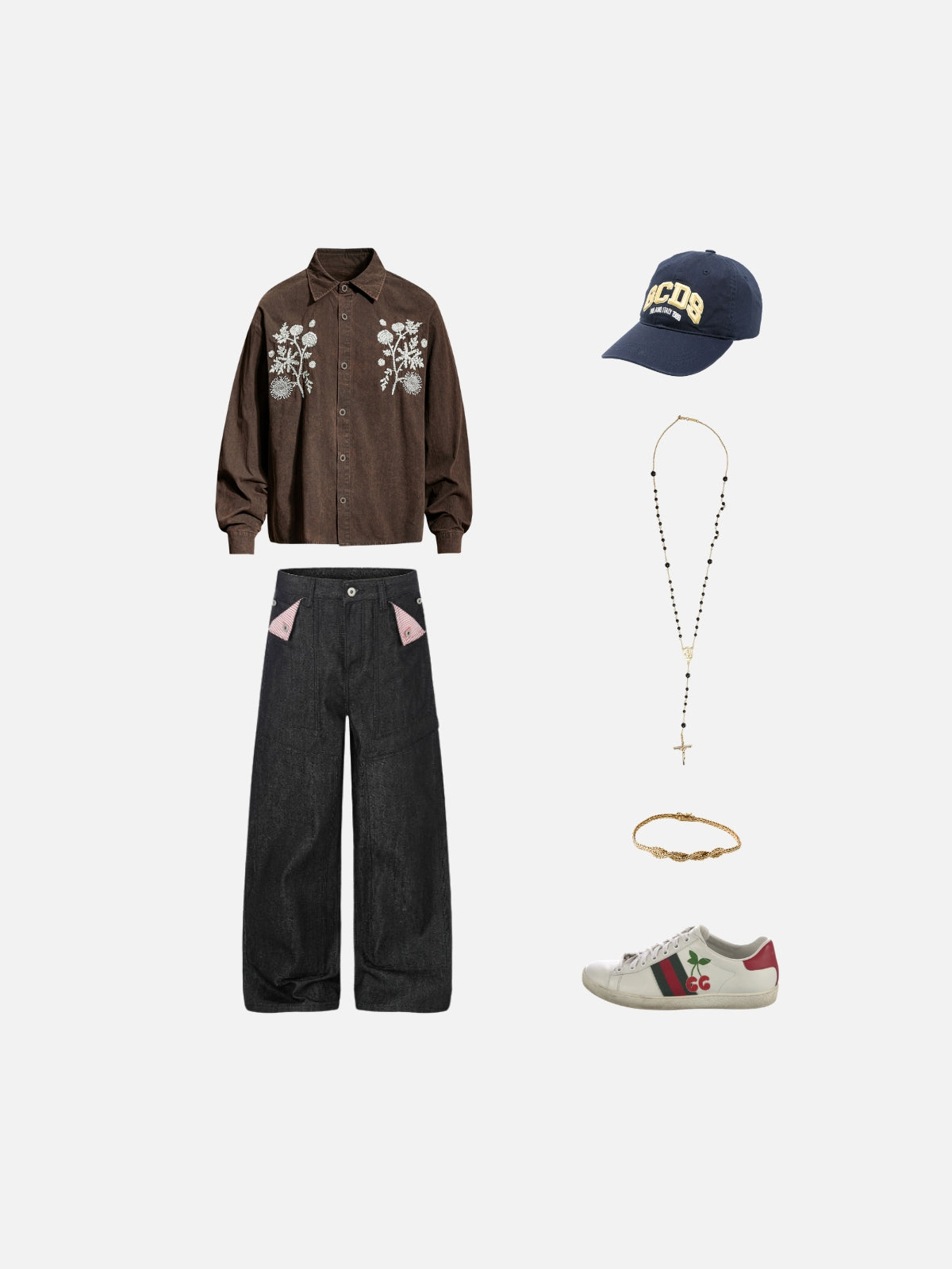 Haaura Floral Embroidered Long Sleeve Shirt