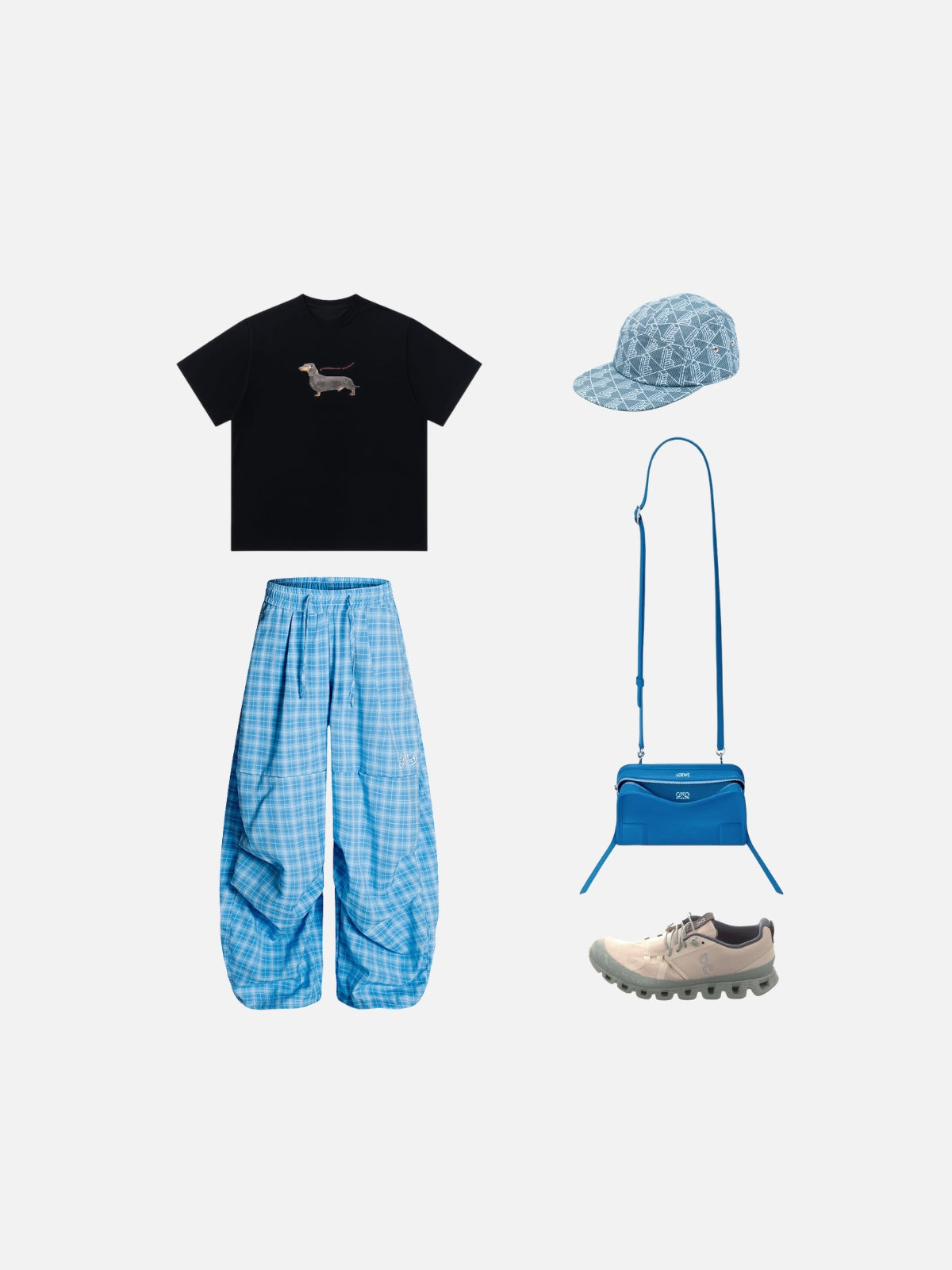 Haaura Drawstring Plaid Baggy Pants