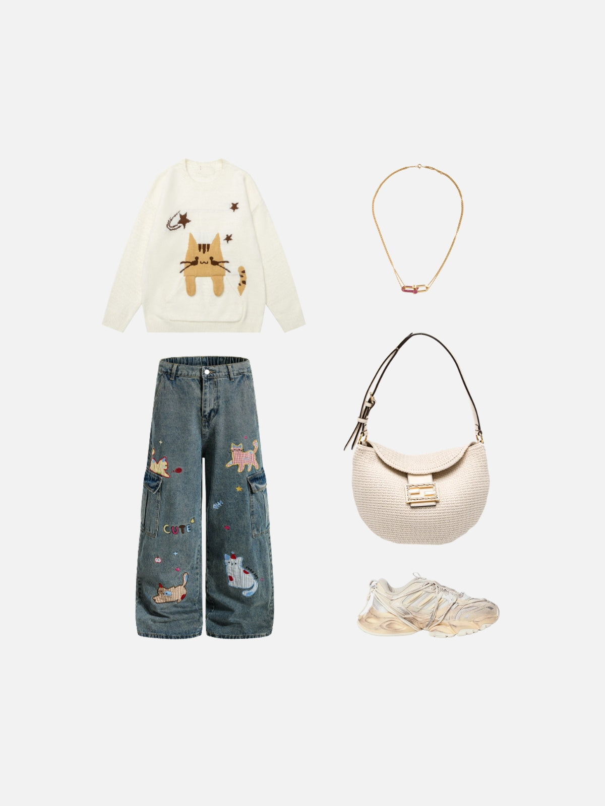 Haaura Cat Graphic Knit Sweater