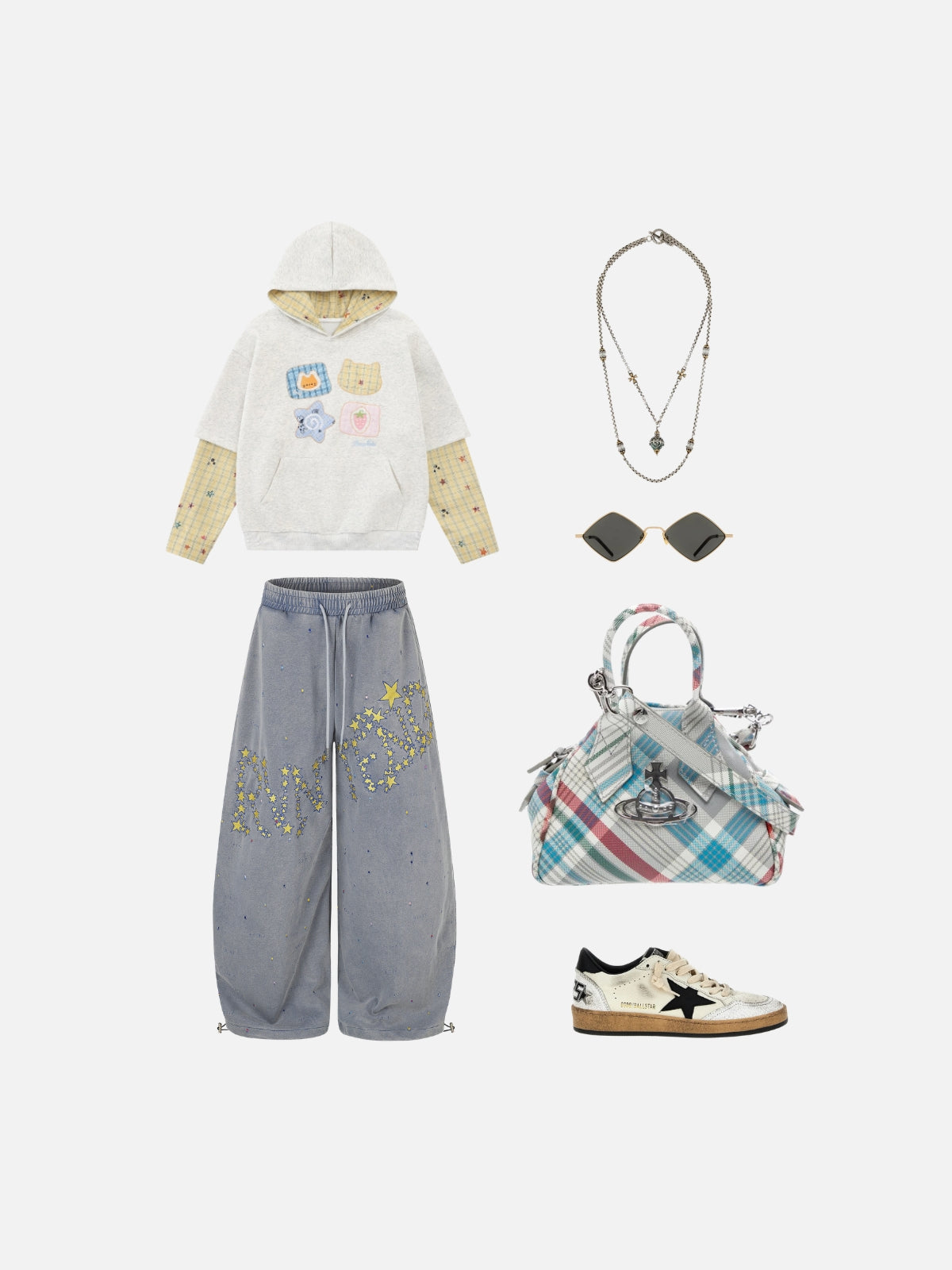 Haaura Speckled Star Letter Sweatpants