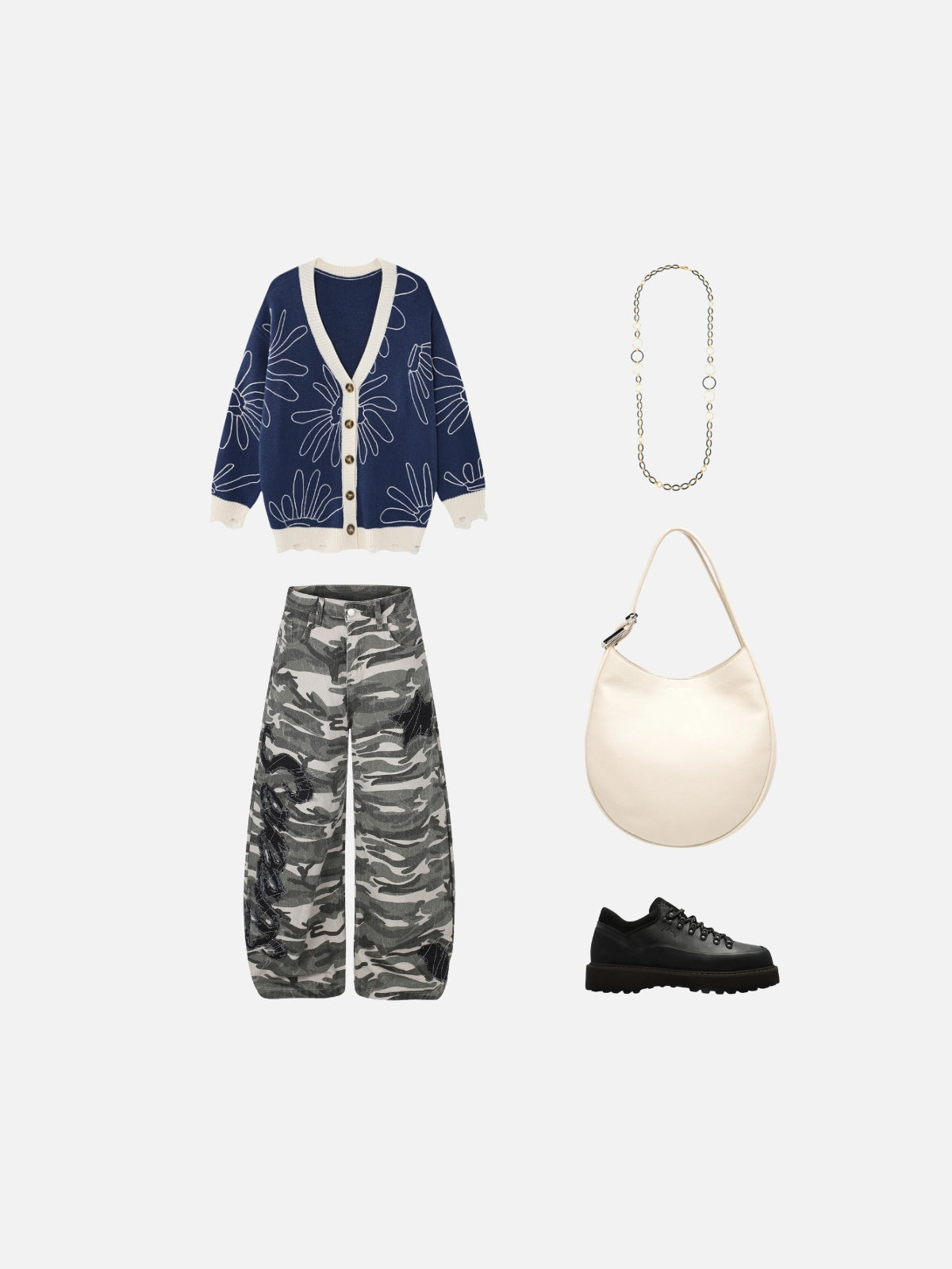 Haaura Camo Patch Baggy Pants